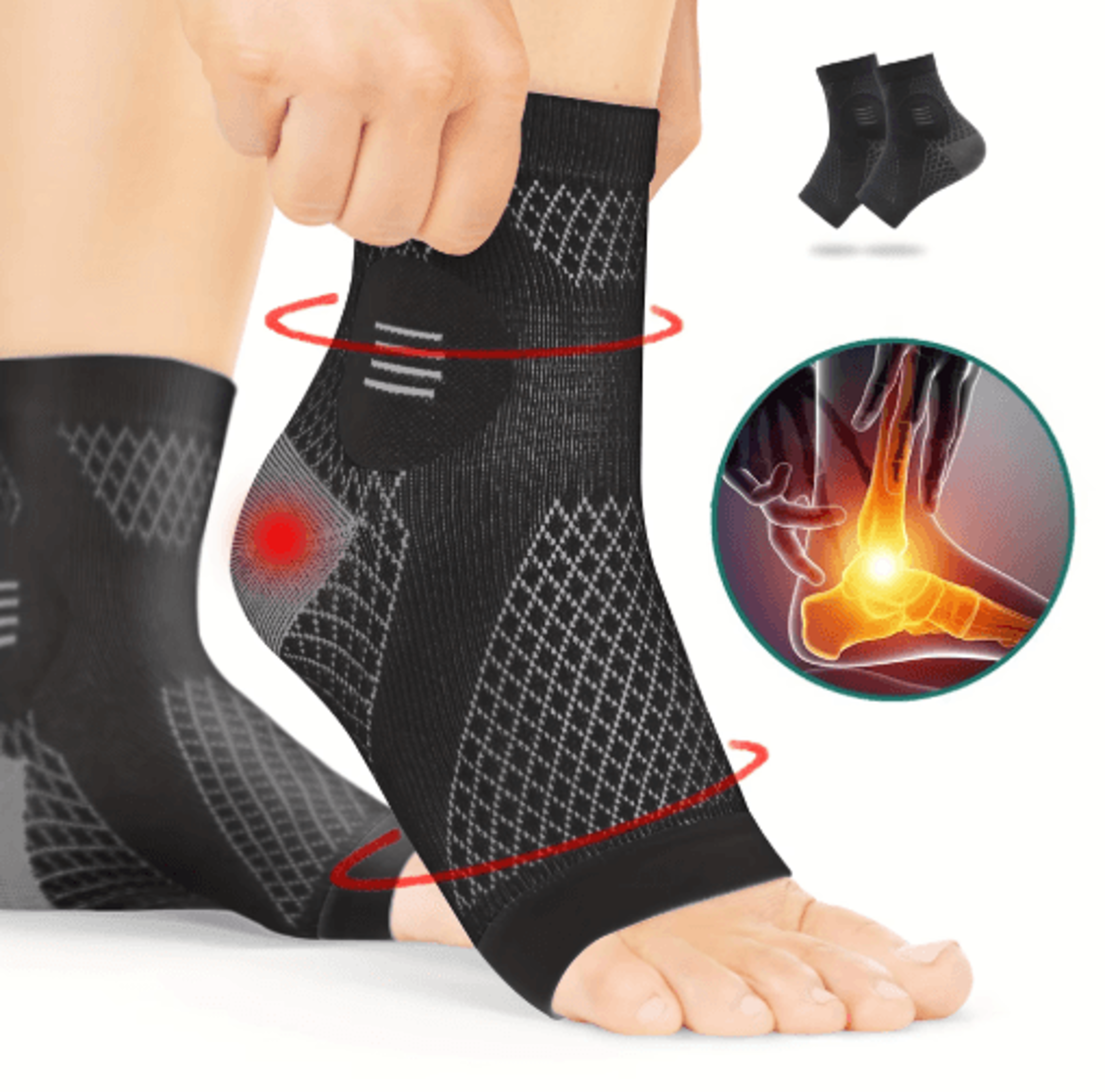 open-toe ankle compression socks with arch support – compression foot sleeves (1 pair)