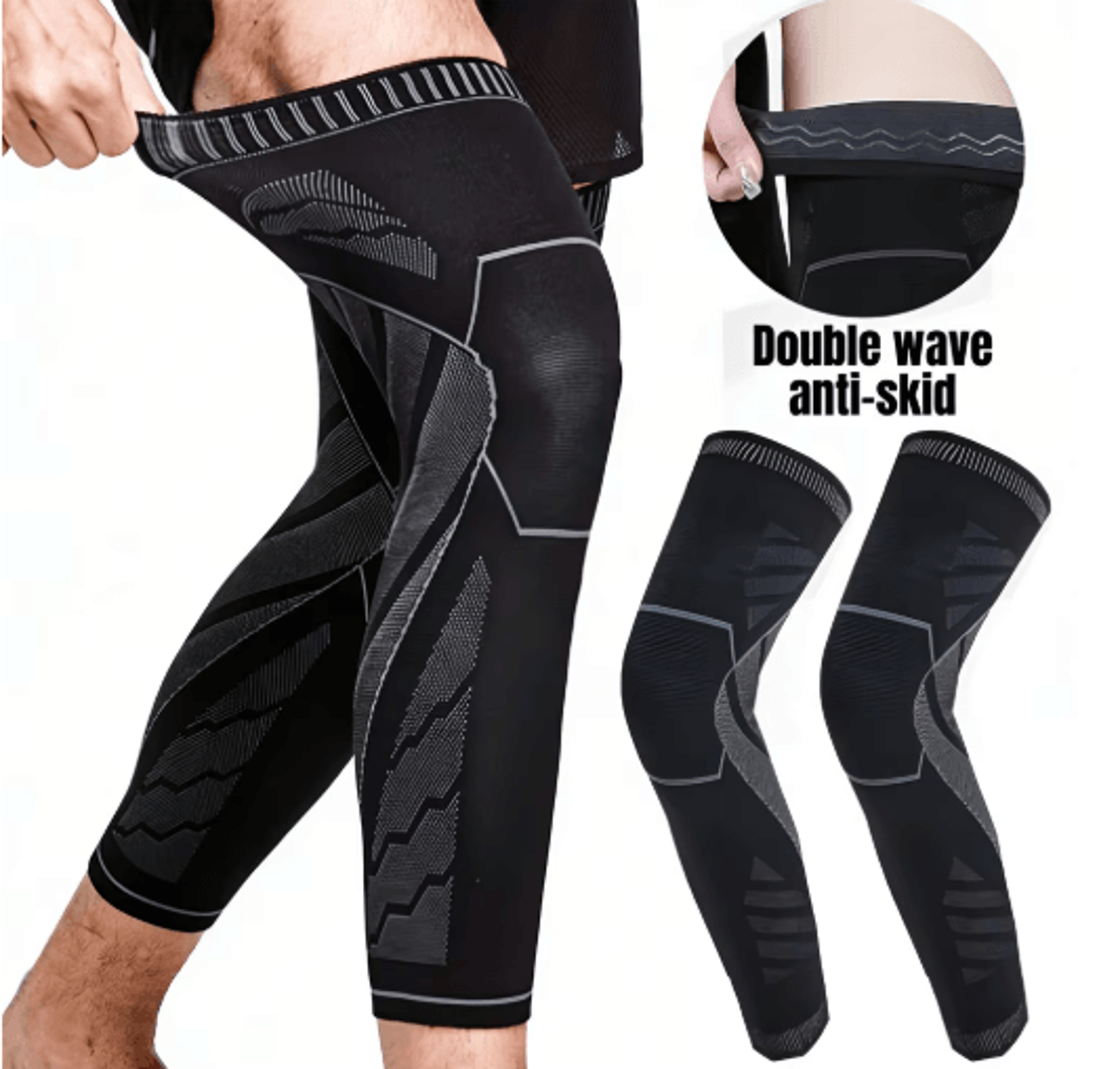 full-length compression knee sleeve with non-slip grip – sports leg & knee support brace