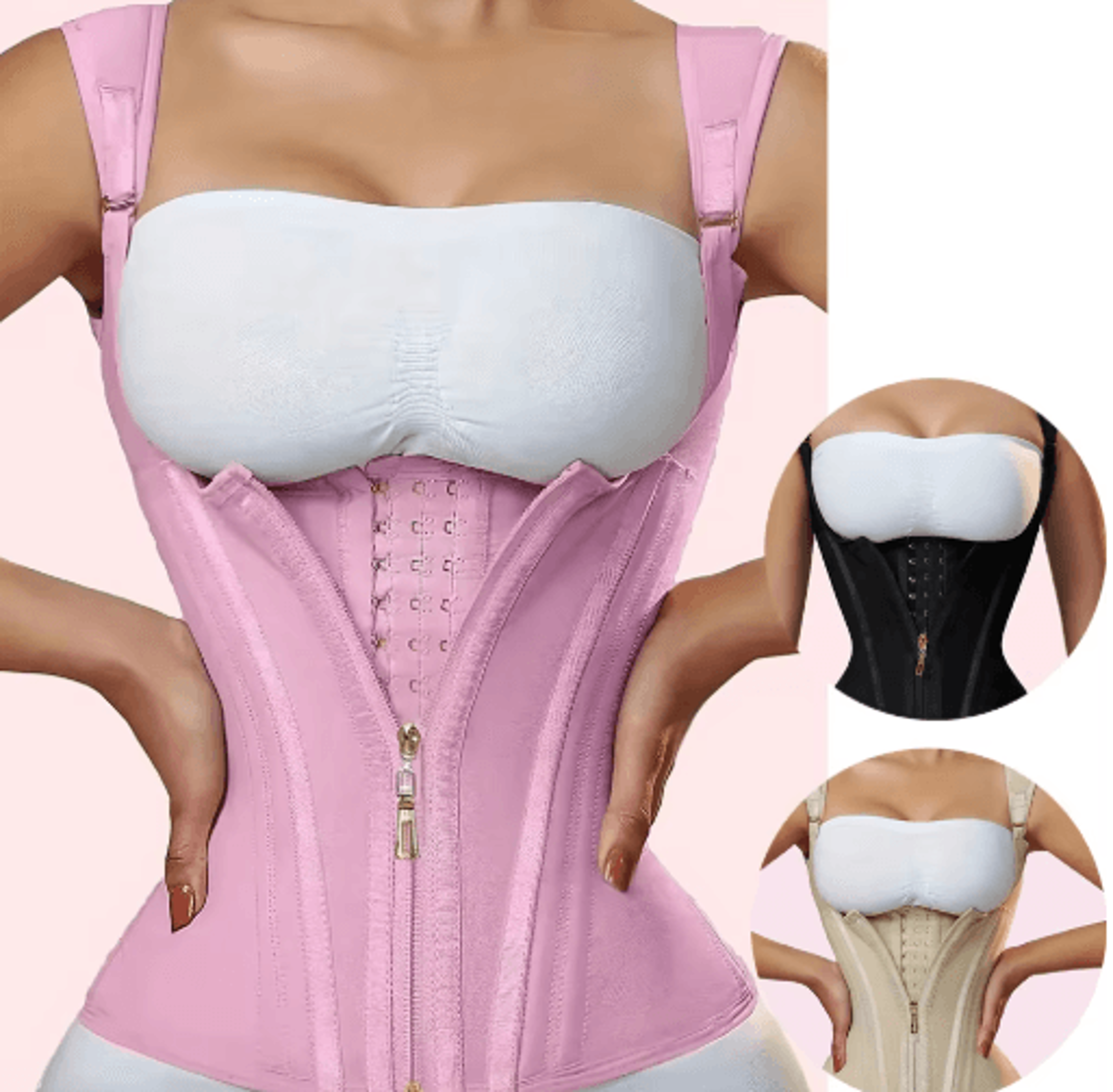 high-elasticity mesh waist cincher corset vest – vintage zipper & button shapewear for women