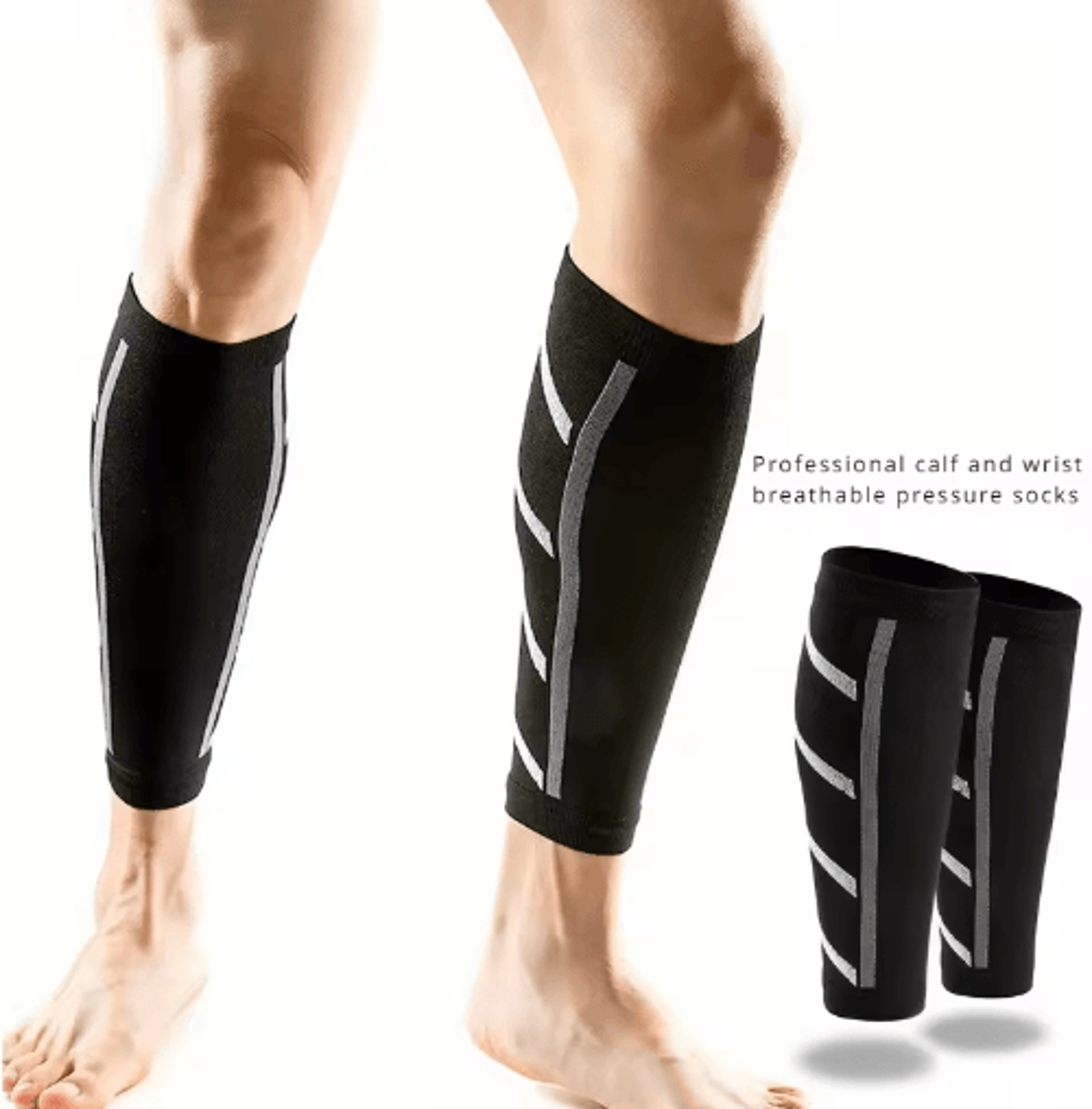 1 pair compression calf sleeves – breathable uv protection leg sleeves for sports