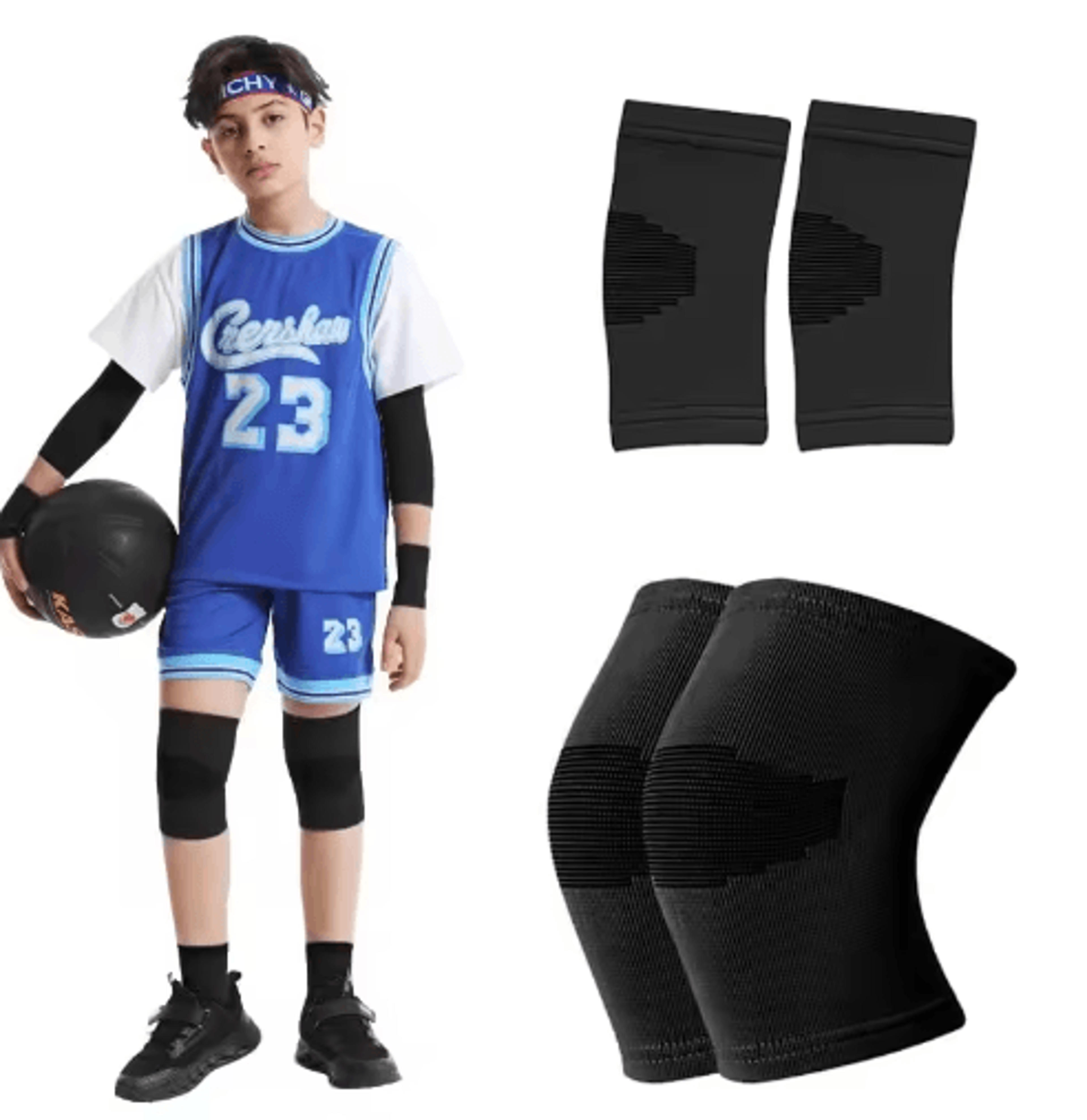 kids knee & elbow compression sleeves – 2-piece protective support for sports & active play