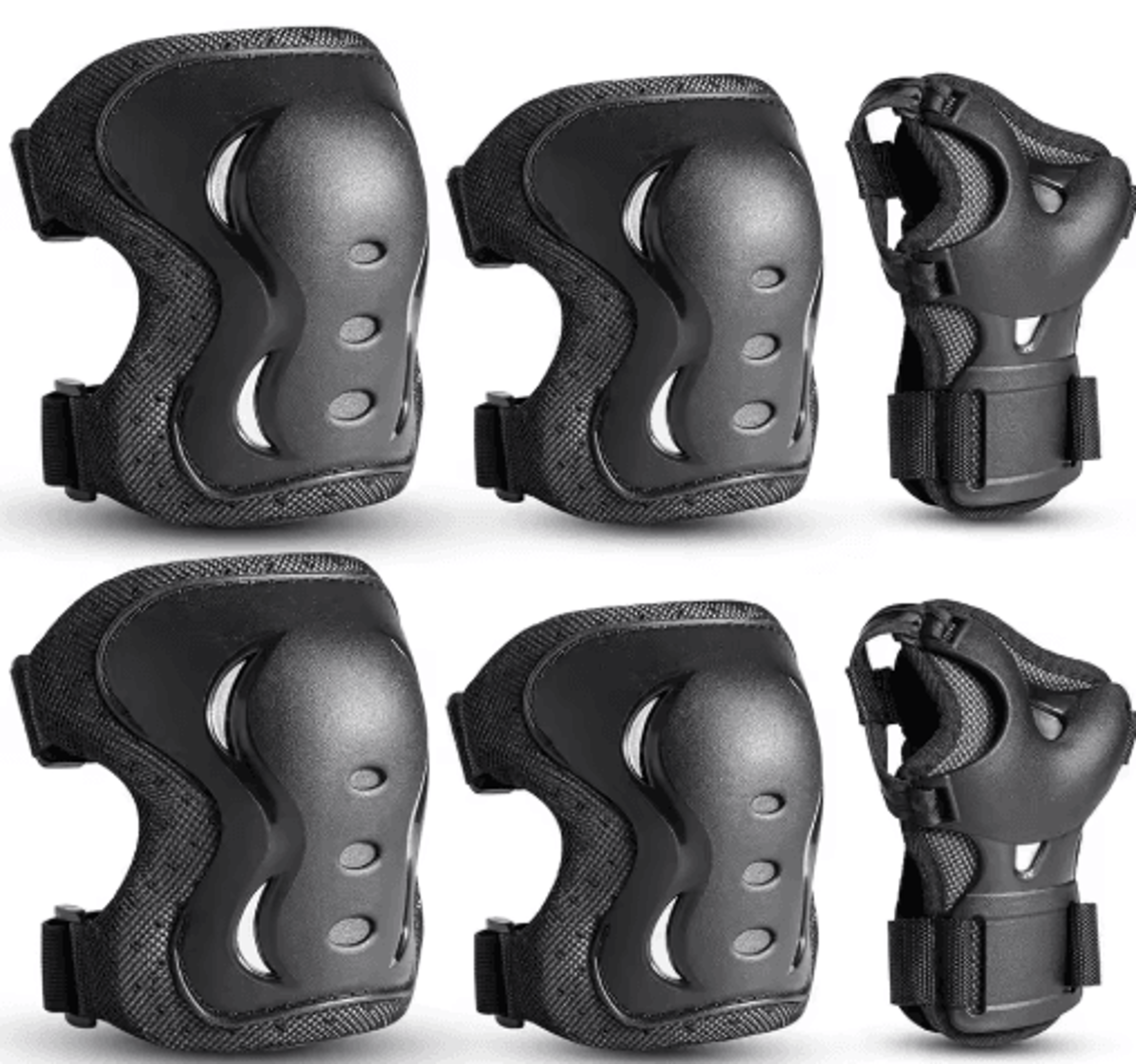 6-piece kids protective gear set – knee pads, elbow pads & wrist guards for skating, cycling & scooters