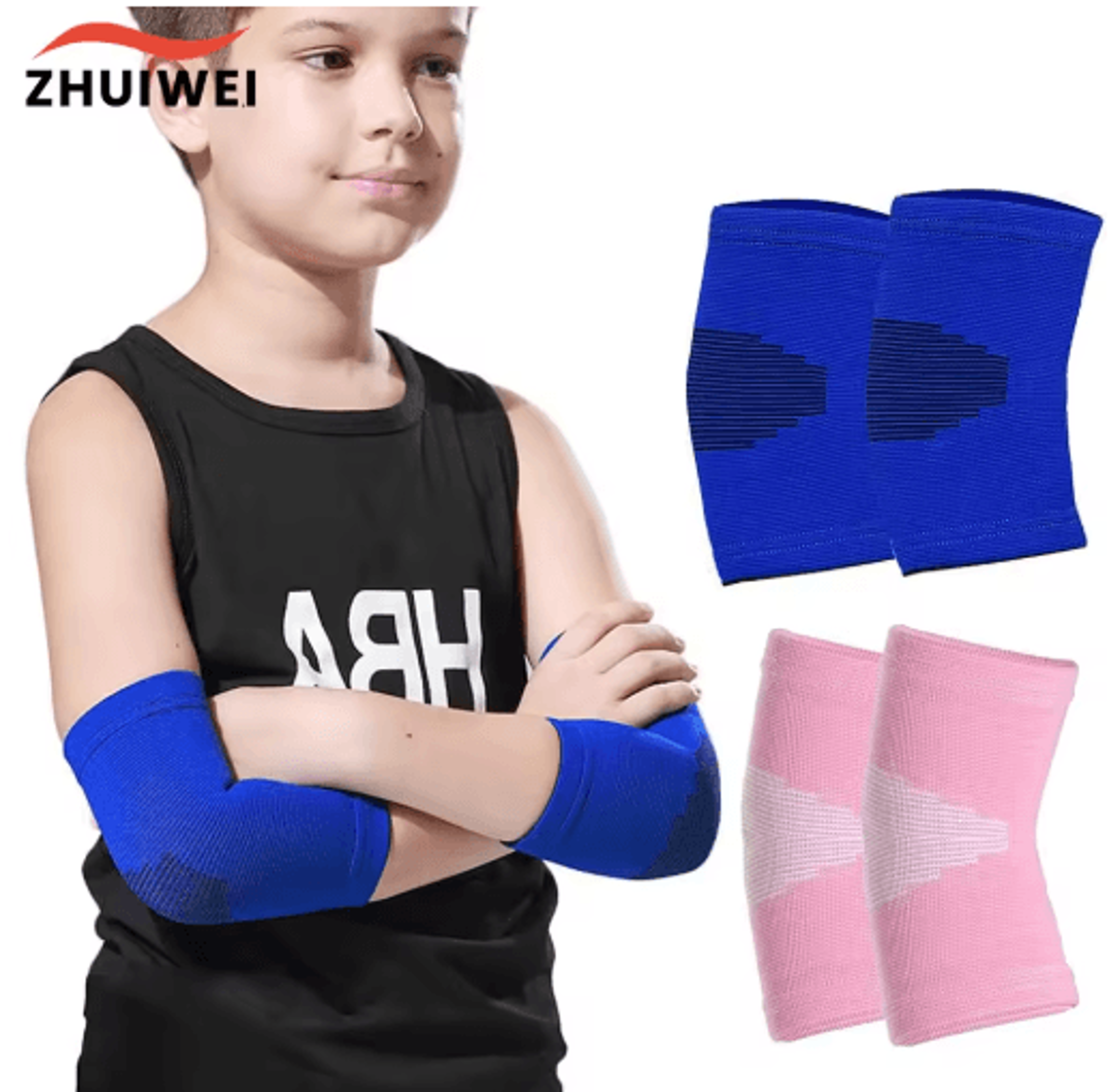 1 pair kids knit elbow brace – compression arm support sleeves for volleyball, tennis & sports