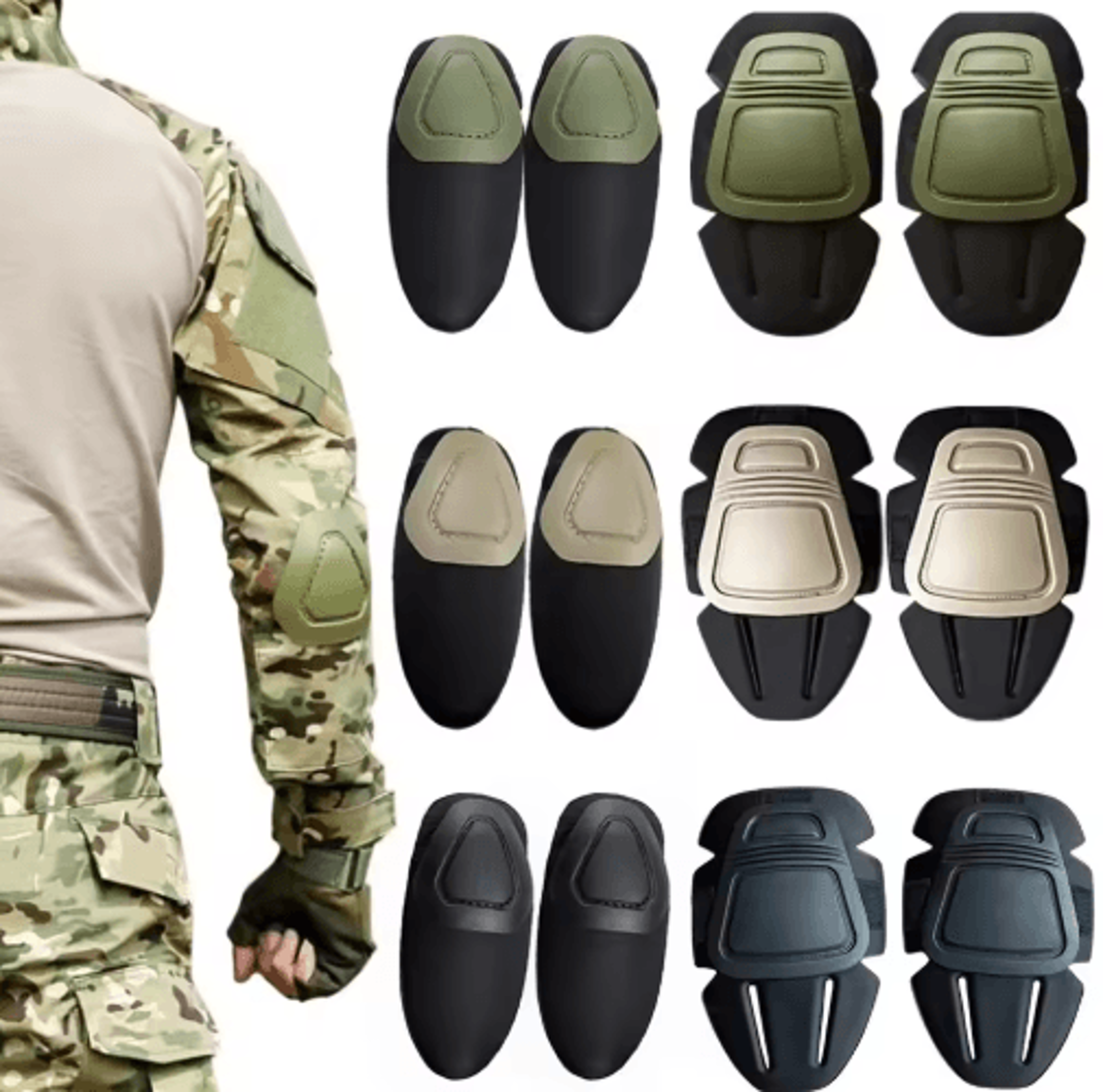 tactical knee & elbow protective pads – camouflage insert-type soft pads for outdoor & combat training