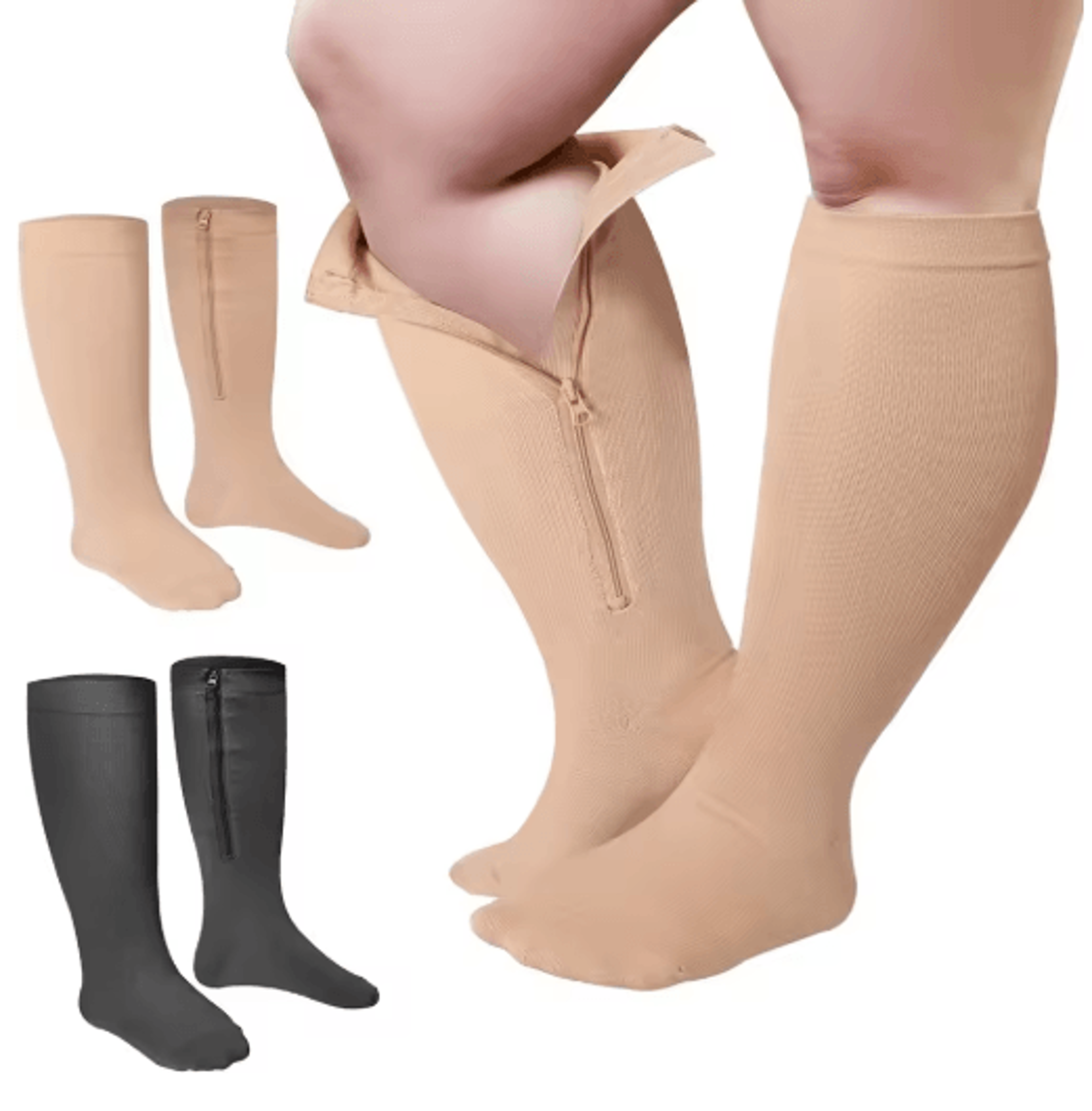 unisex open-toe zipper compression socks – knee high support socks for sports & travel
