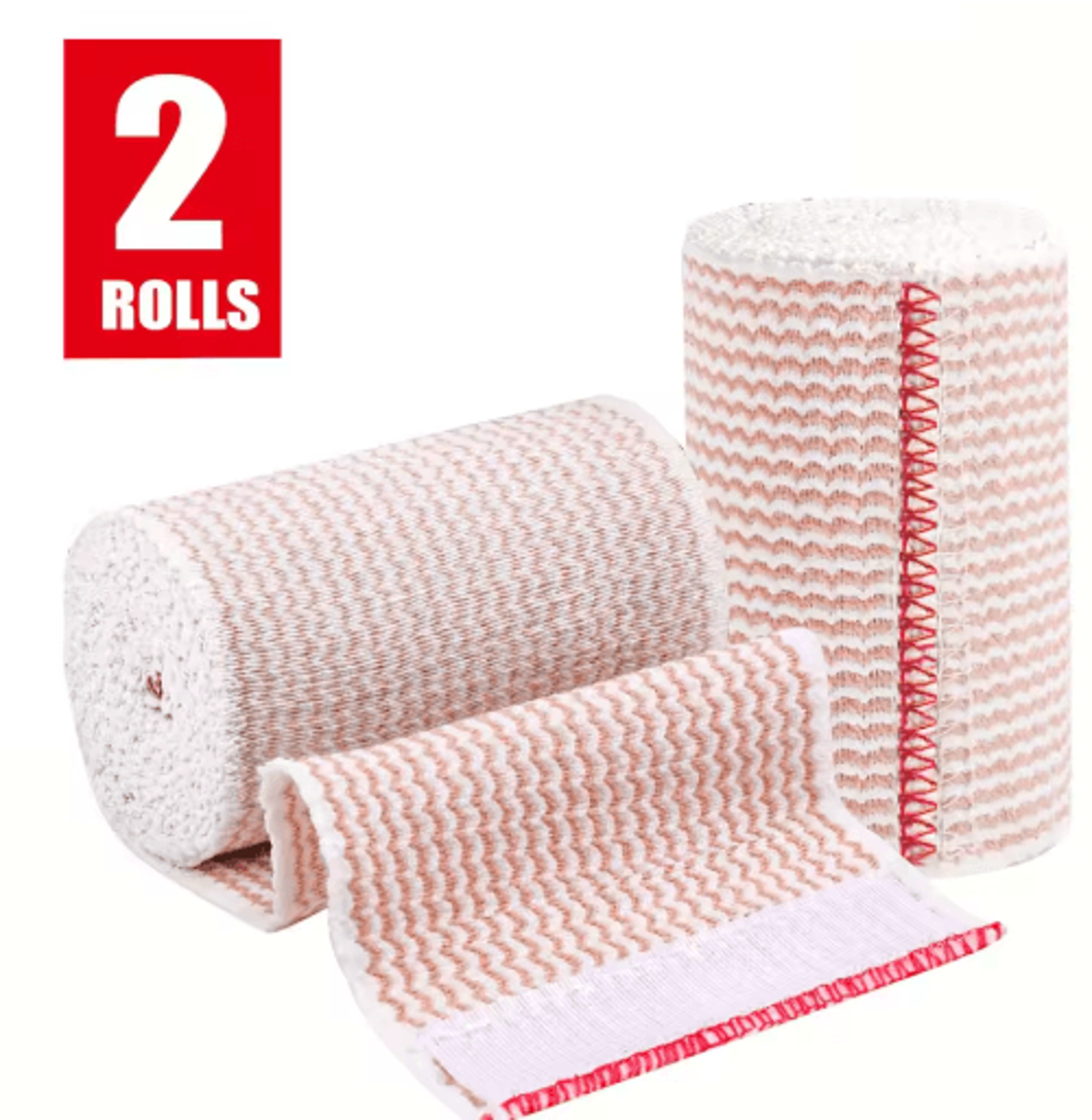 2-pack premium elastic bandage wrap – reusable compression wrap with hook & loop closure