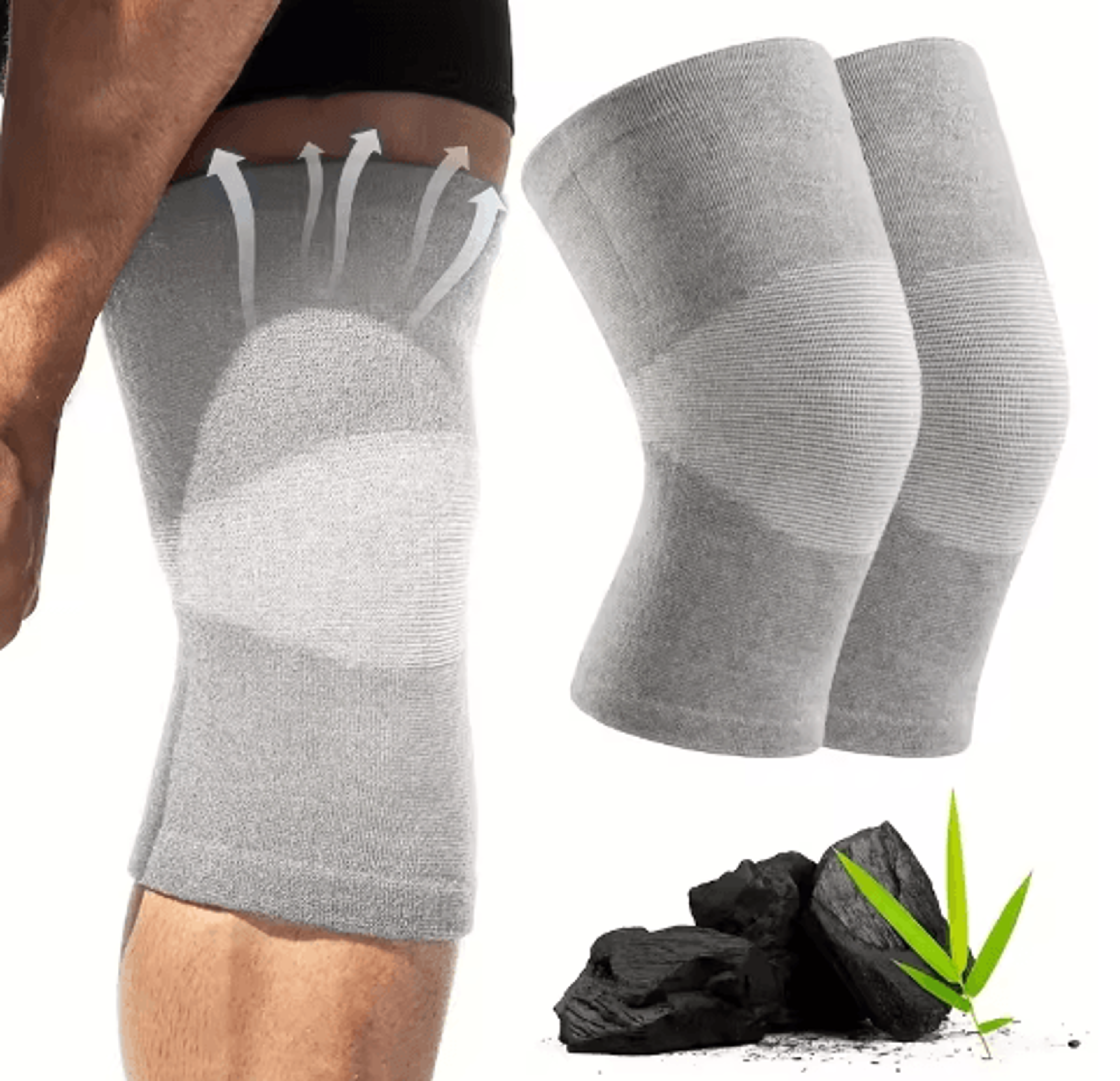 2-piece elastic knee support sleeves – knitted compression knee pads for sports & everyday wear