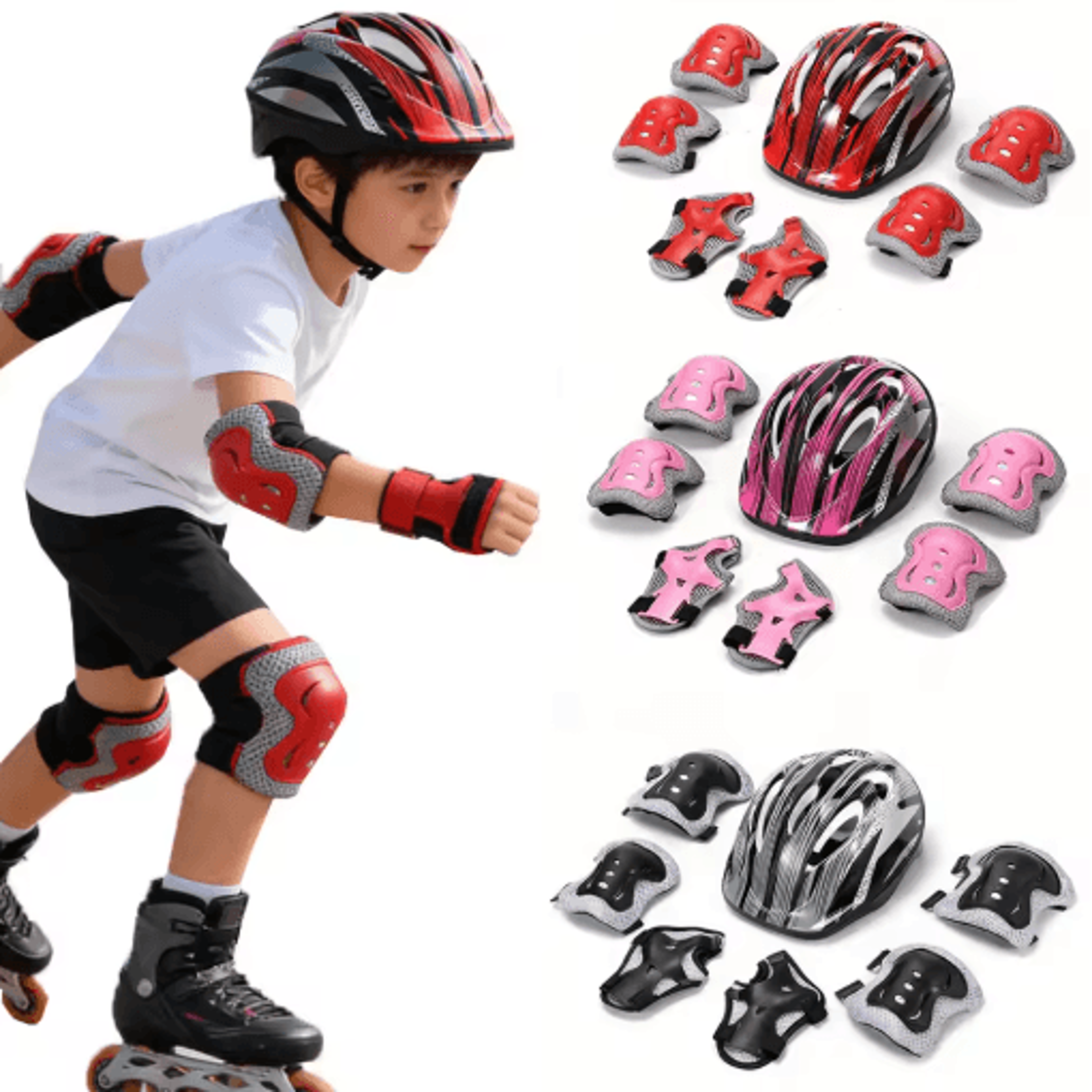 kids knee & elbow pads protective gear set – safety pads for cycling, skating & outdoor sports