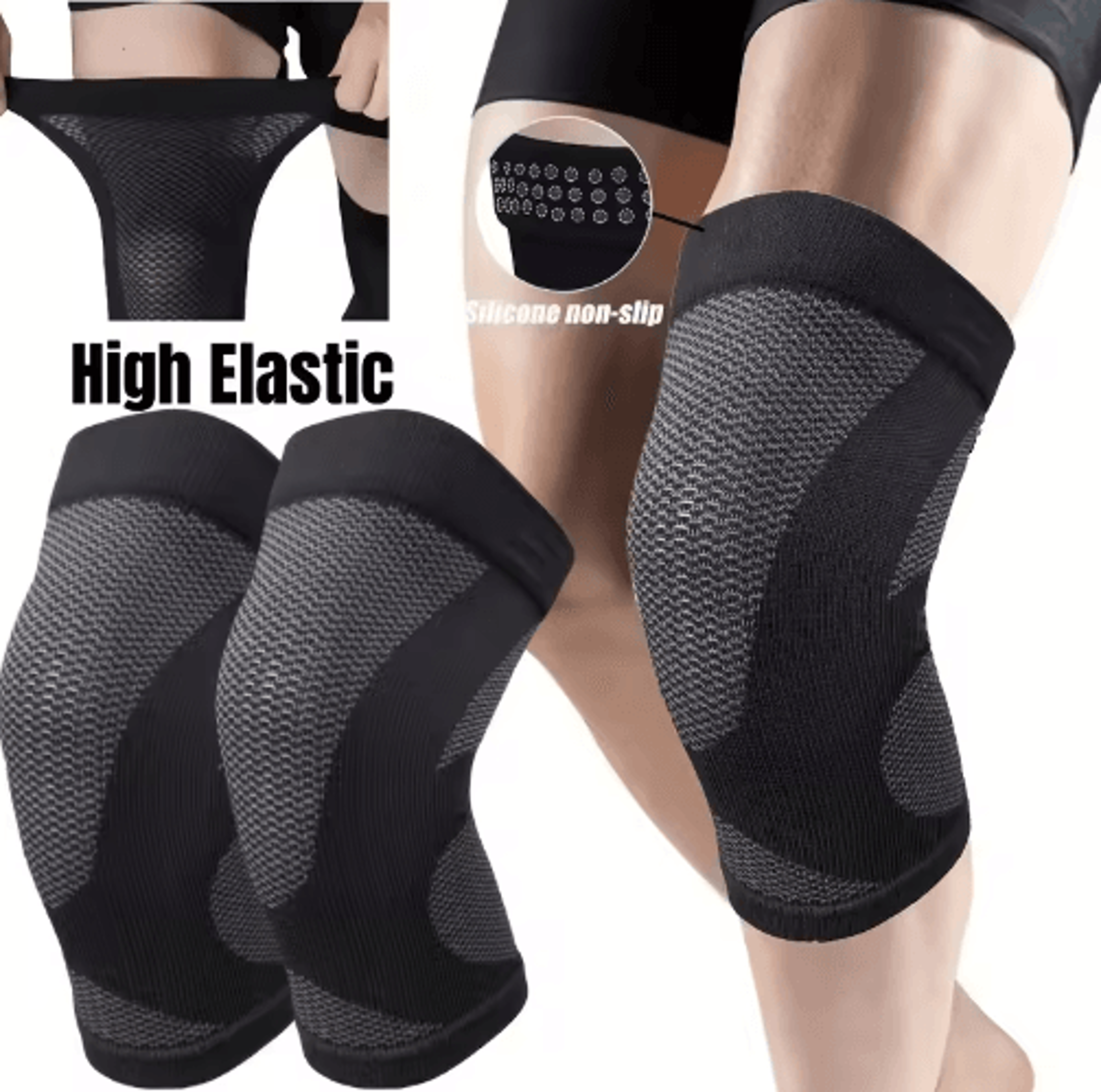 1 pair ultra-thin knee compression sleeves – non-slip knee support for running, fitness & outdoor activities