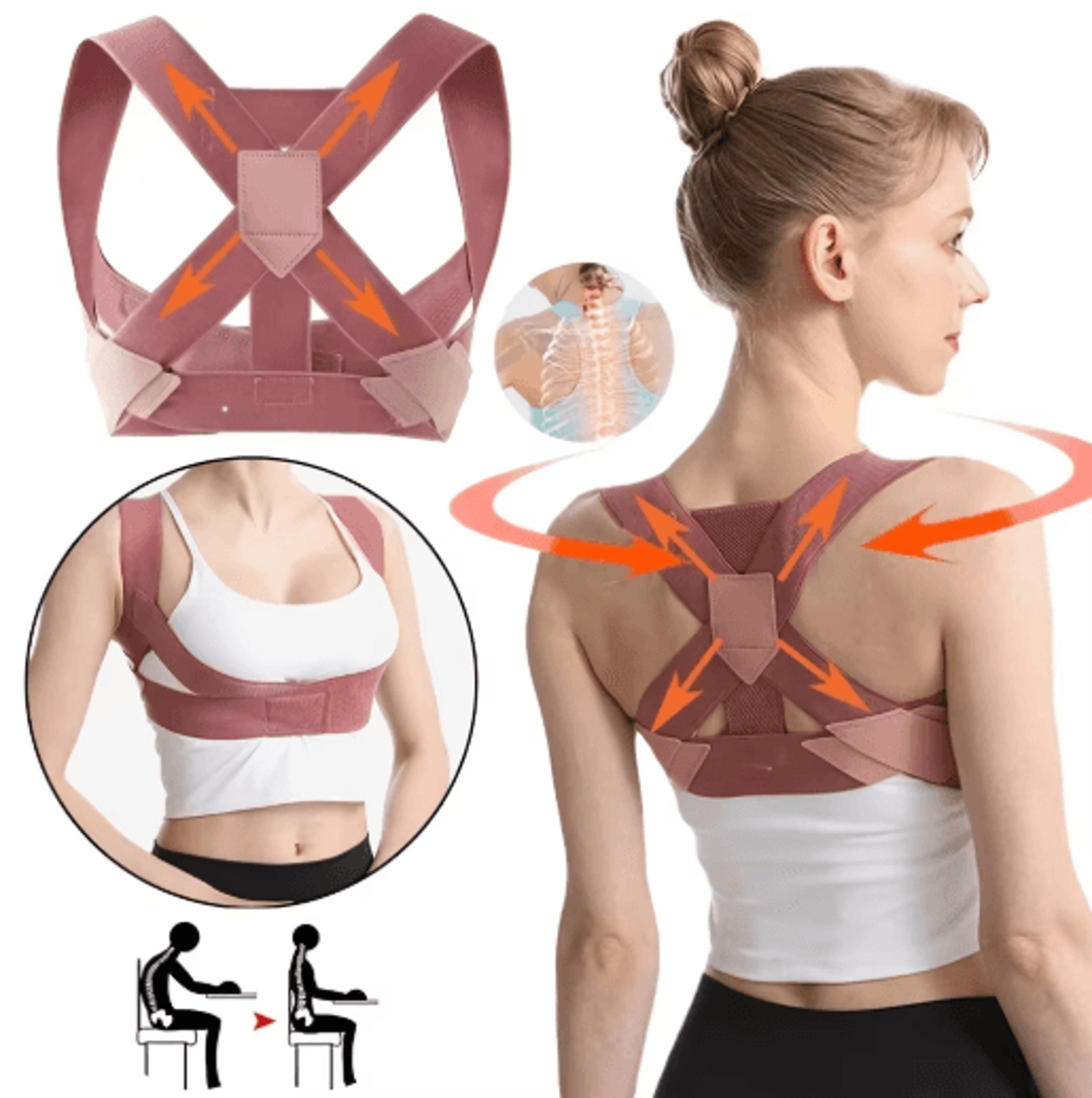 posture corrector, back straightener, shoulder posture brace, back support belt, posture correction belt