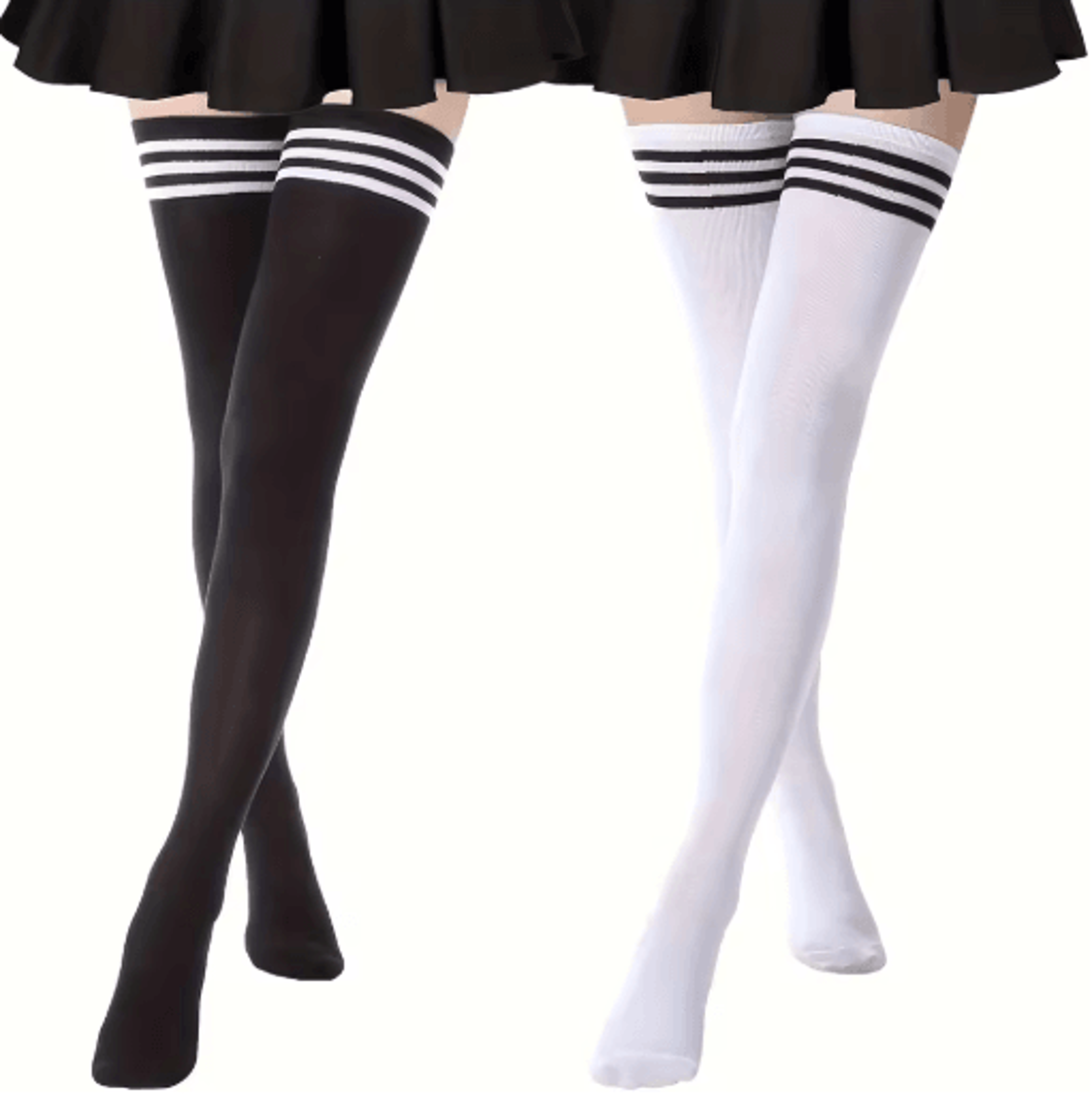 womens thigh high socks – three-stripe over-the-knee long tube socks for autumn & winter