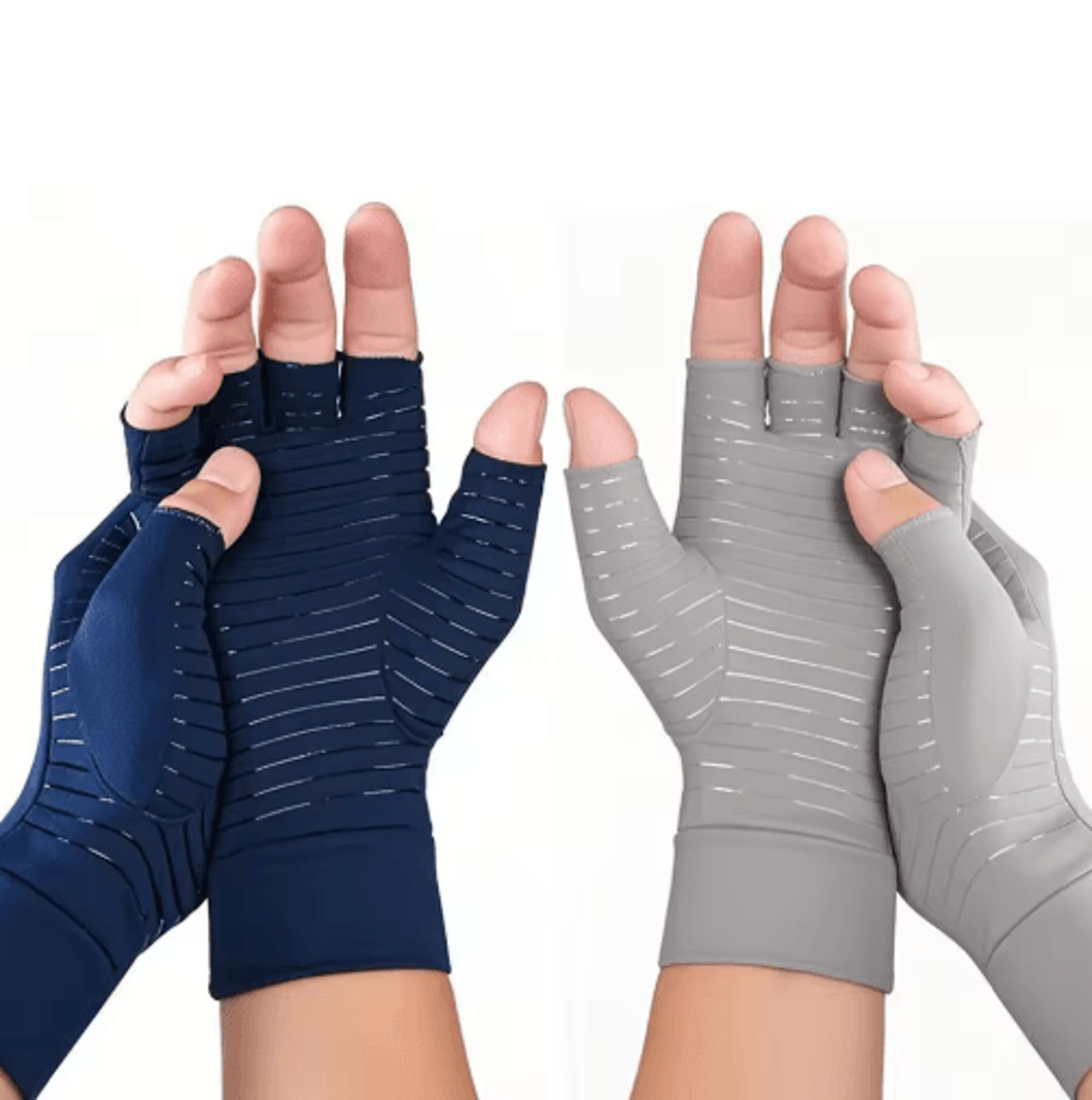 1 pair copper compression open-finger gloves – comfortable hand support for men & women