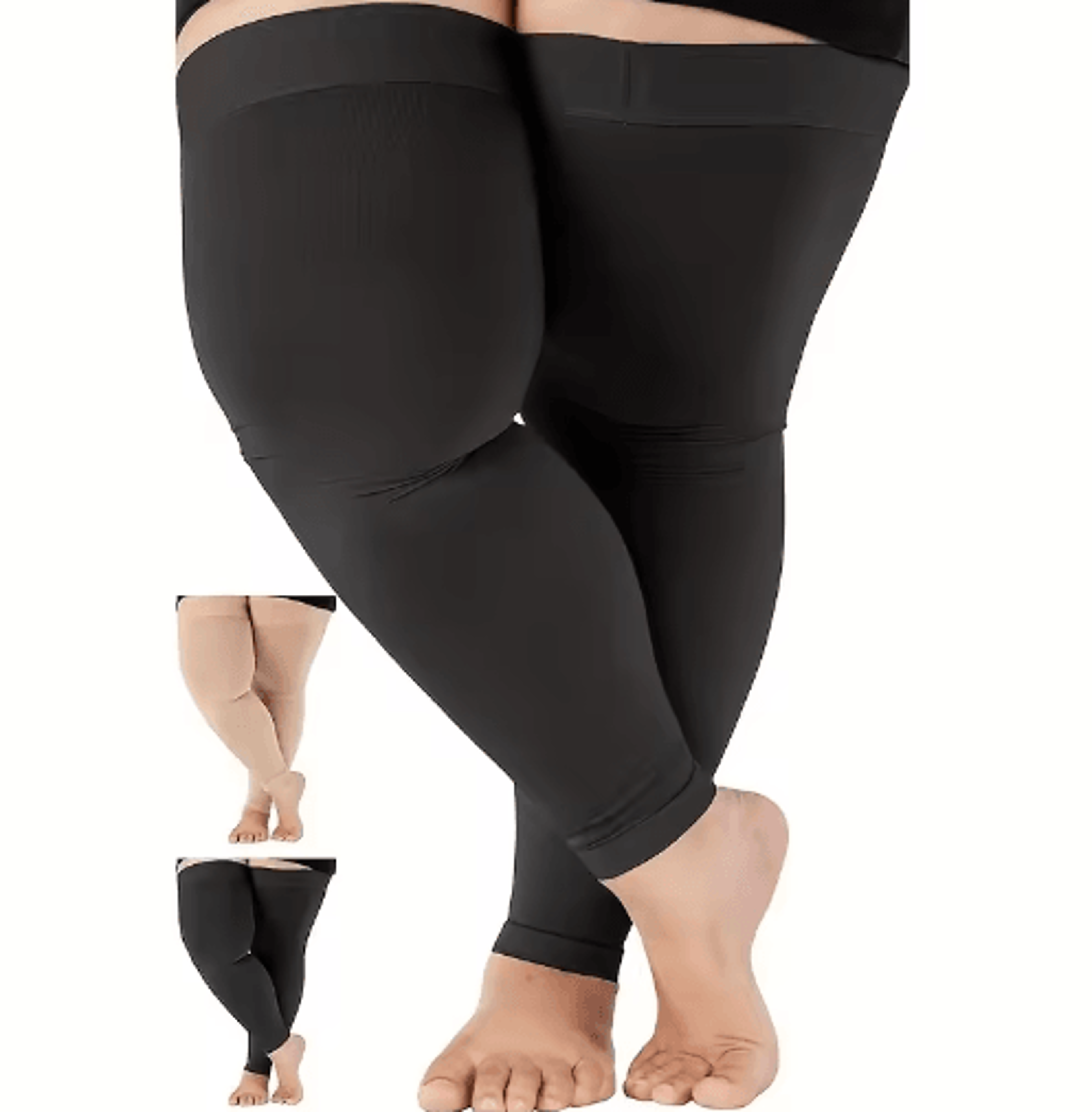 1 pair oversized compression knee-high & three-quarter socks – segmented support socks 2xlto 7xl