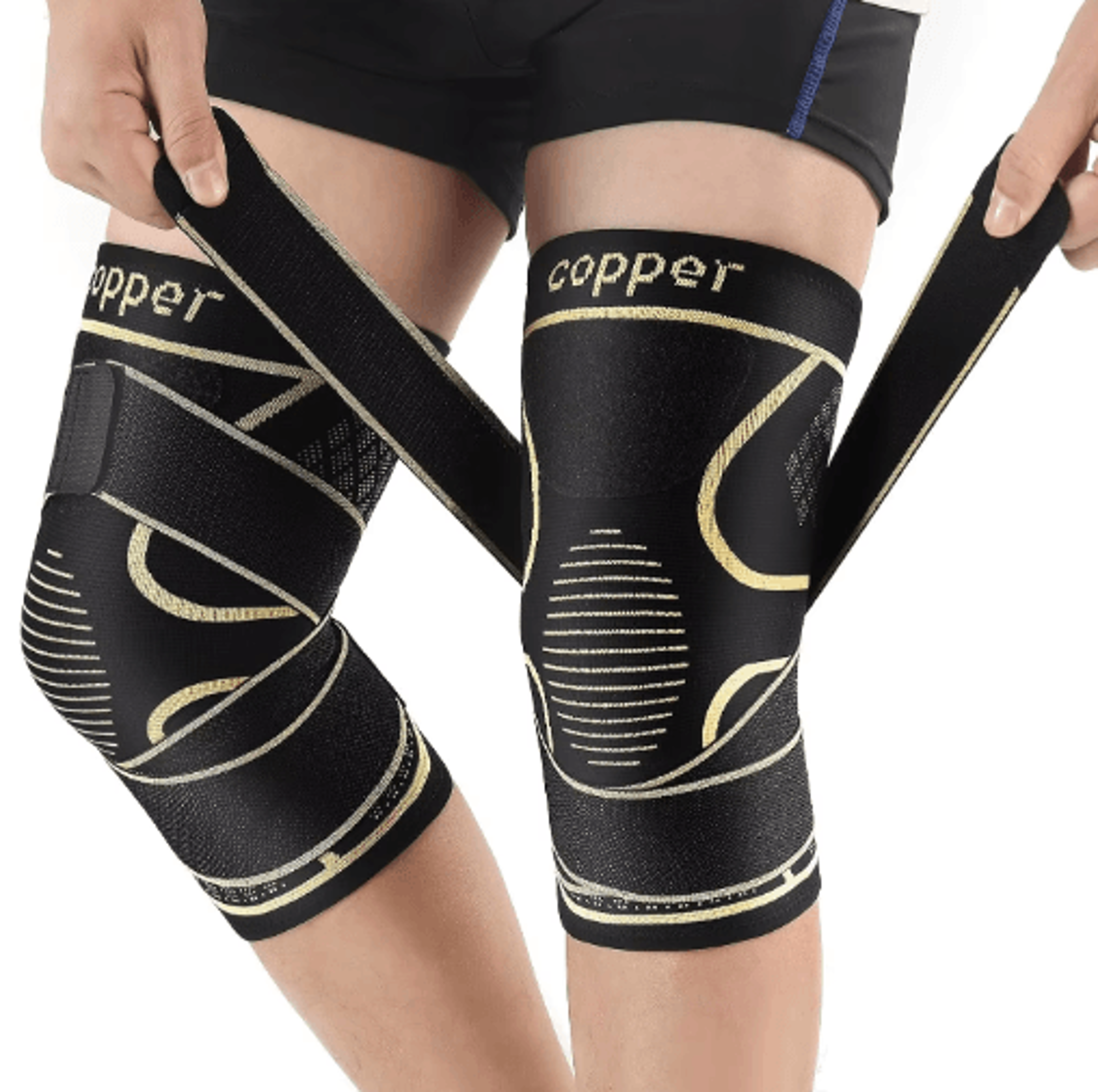 copper knee compression brace with adjustable strap – unisex knee support sleeve