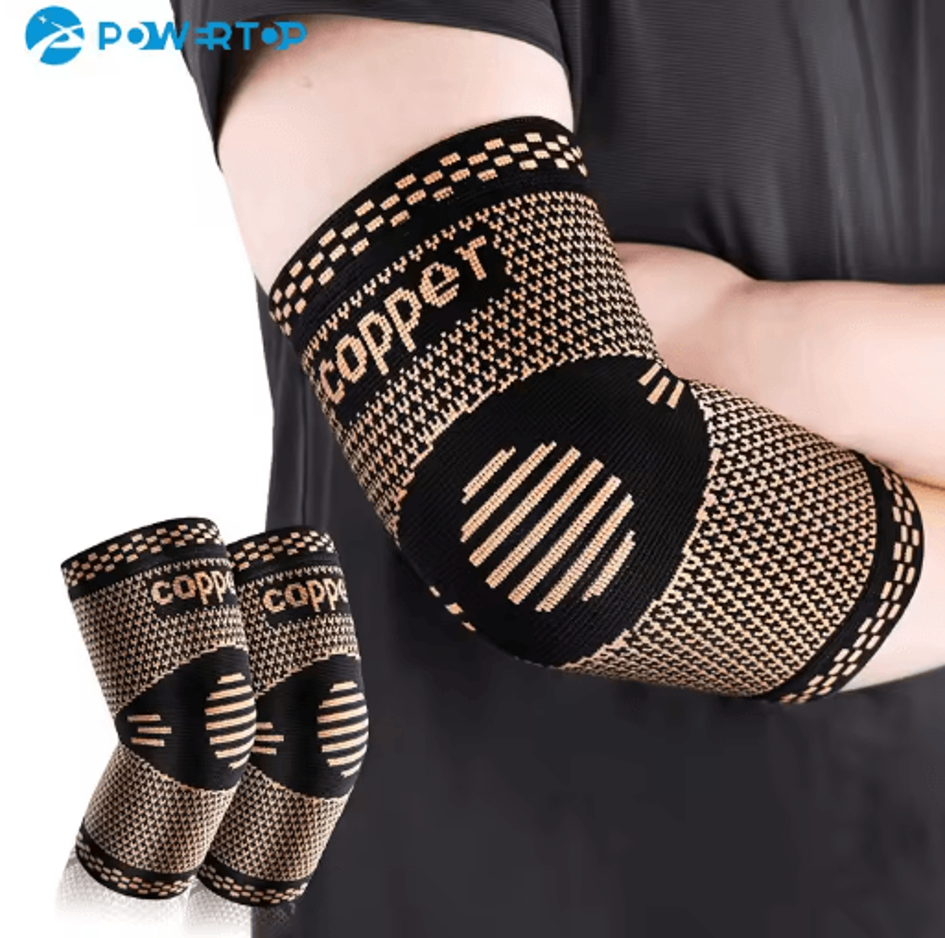 copper elbow sleeve, elbow compression sleeve, elbow support brace, sports elbow brace, compression elbow support