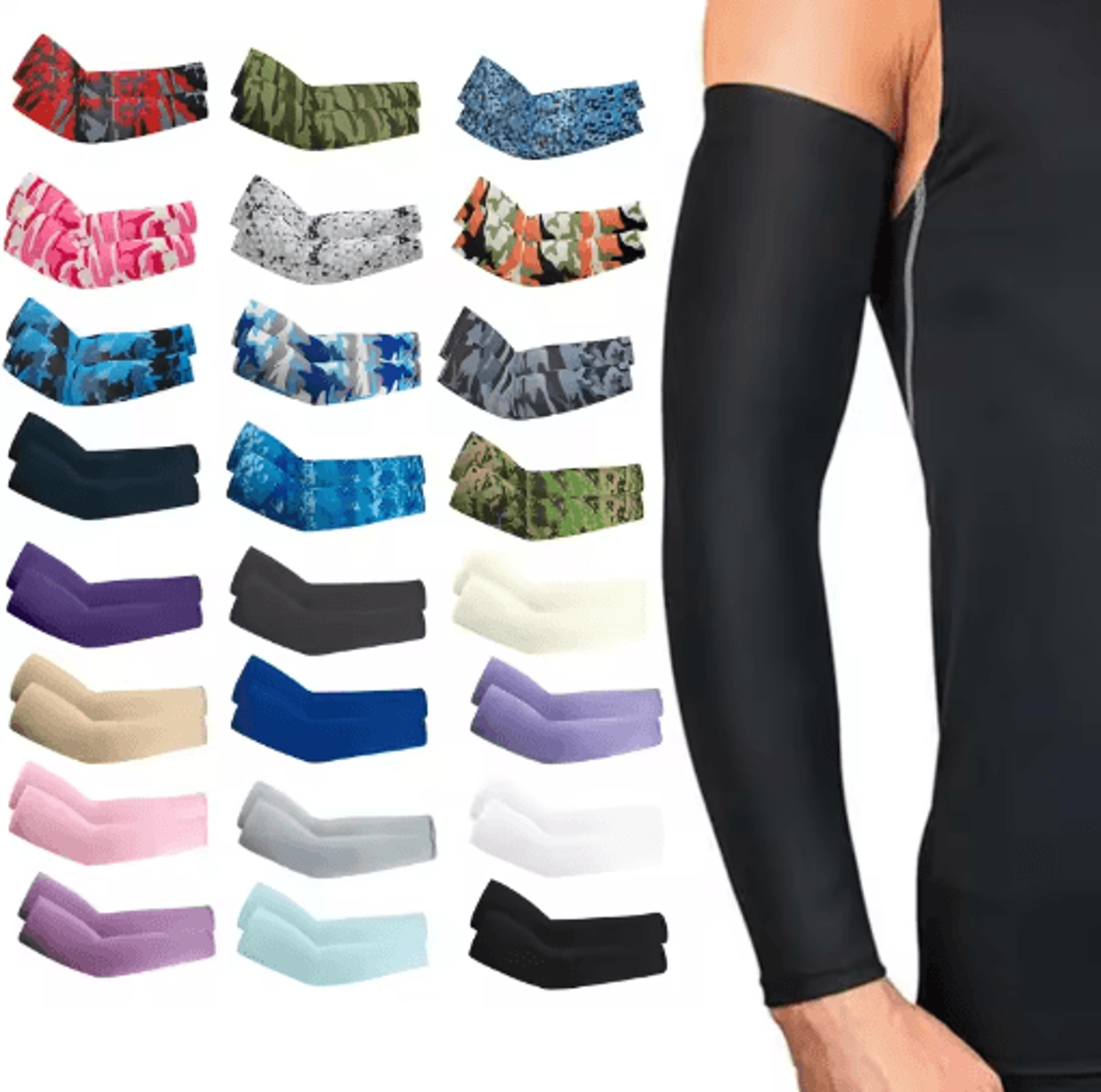 cooling arm sleeves, uv protection arm sleeves, sun sleeves, compression arm sleeves, sports arm sleeves