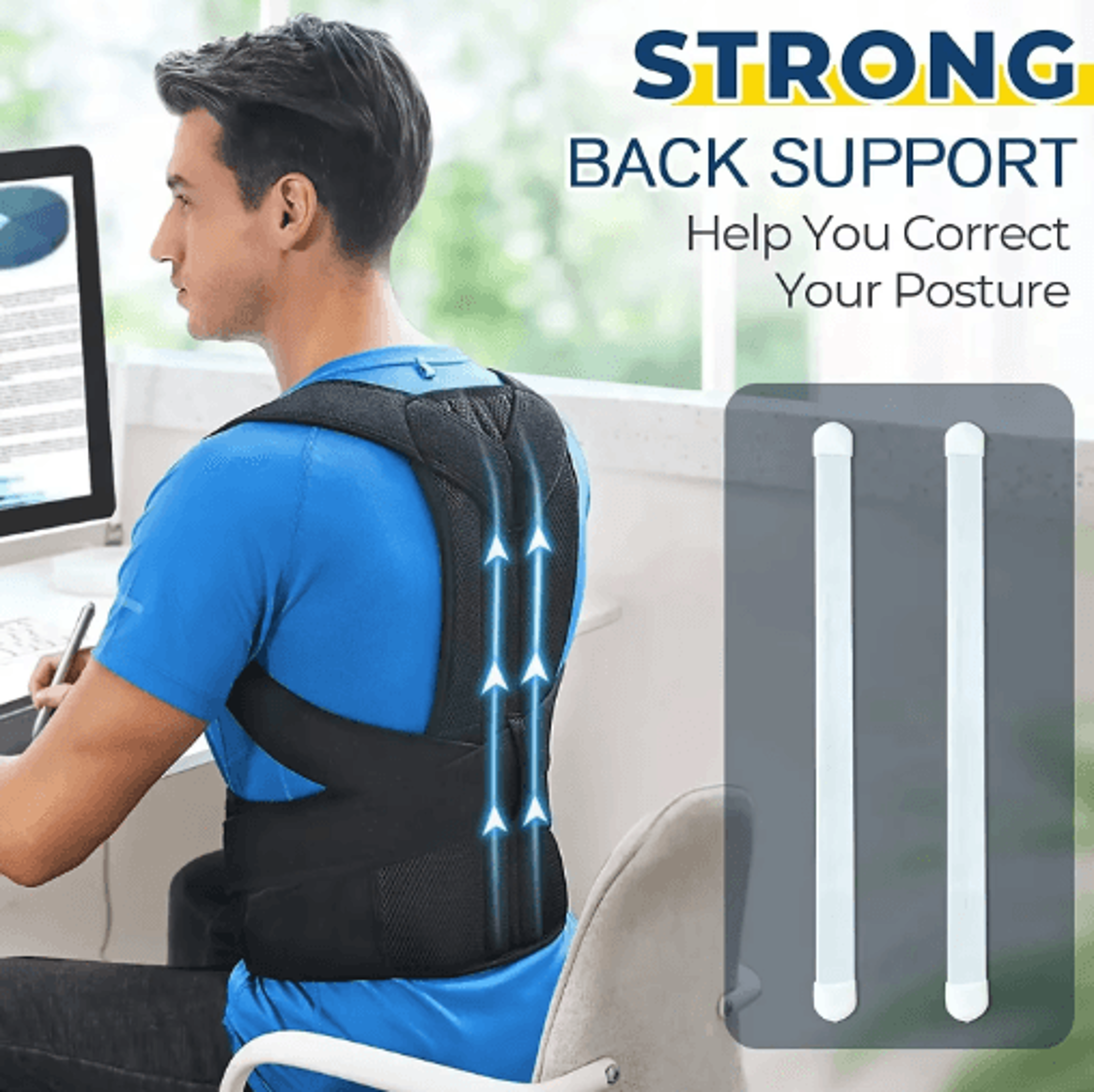 adjustable back brace & posture corrector – upper back support for men & women
