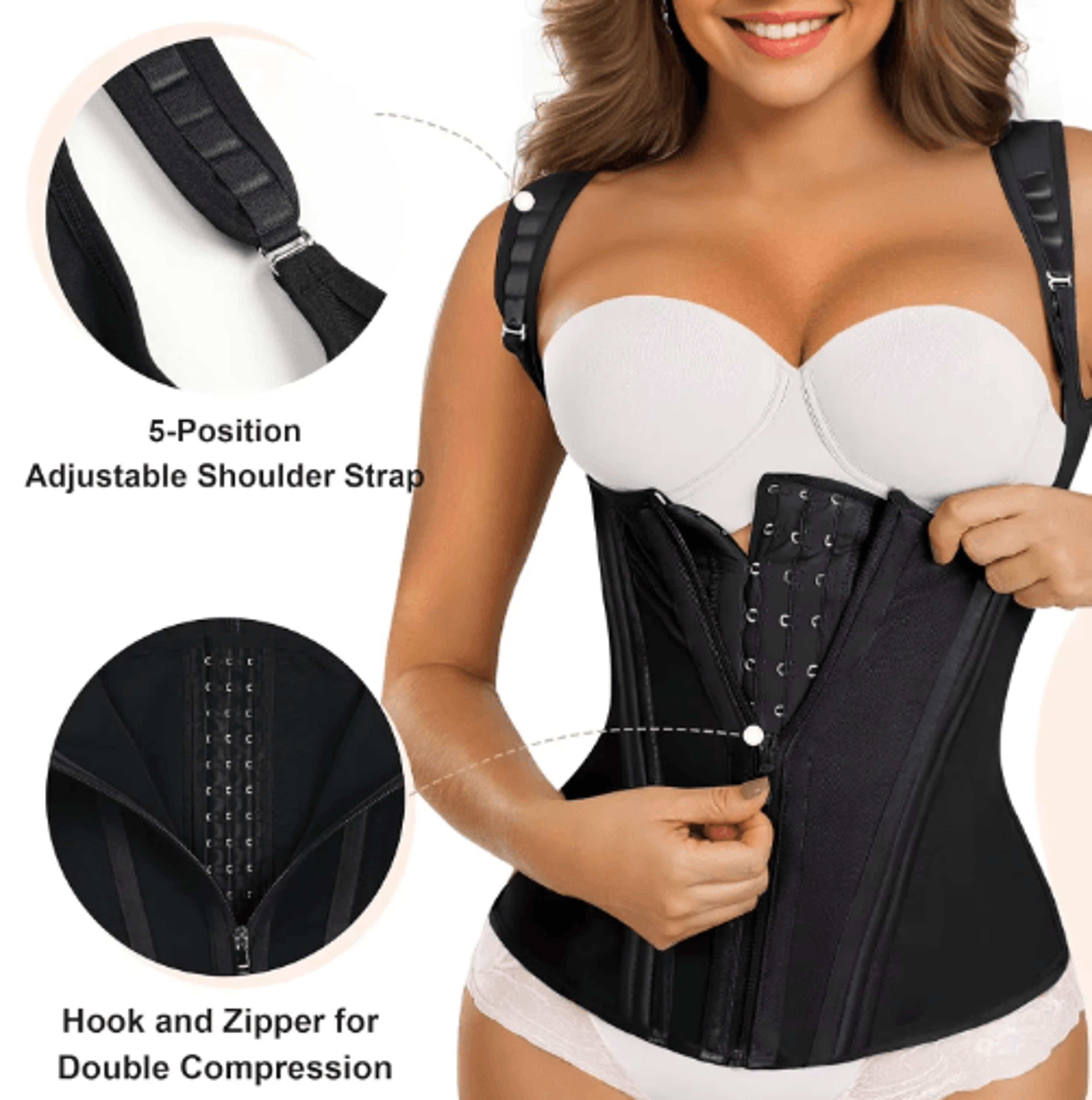 womens steel boned waist trainer corset – adjustable hourglass waist cincher & tummy control body shaper