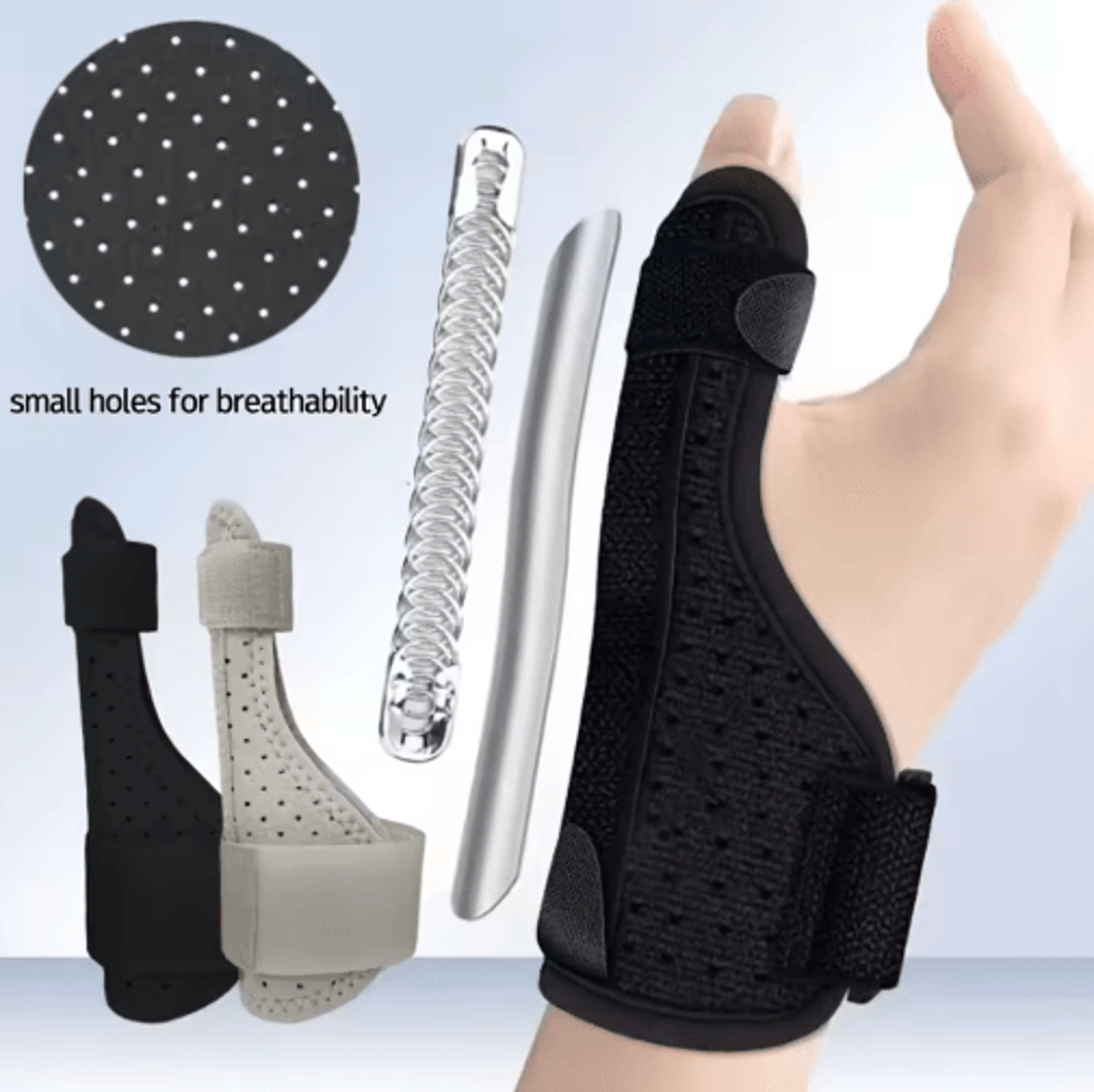 adjustable thumb & wrist support brace with aluminum alloy splint – breathable stabilizer for left & right hand