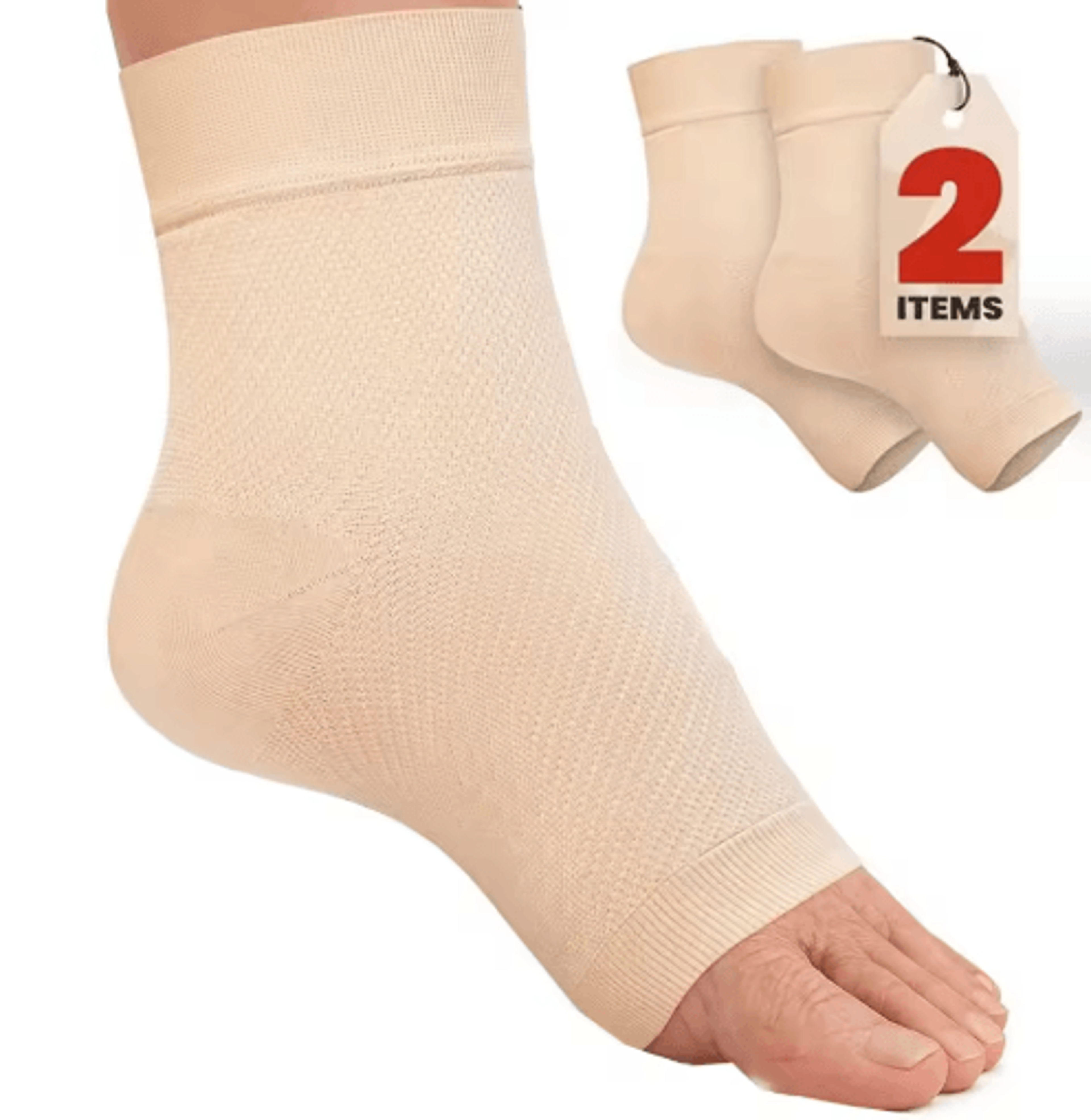 2-pack open toe compression ankle sleeves – breathable ankle support socks for men & women