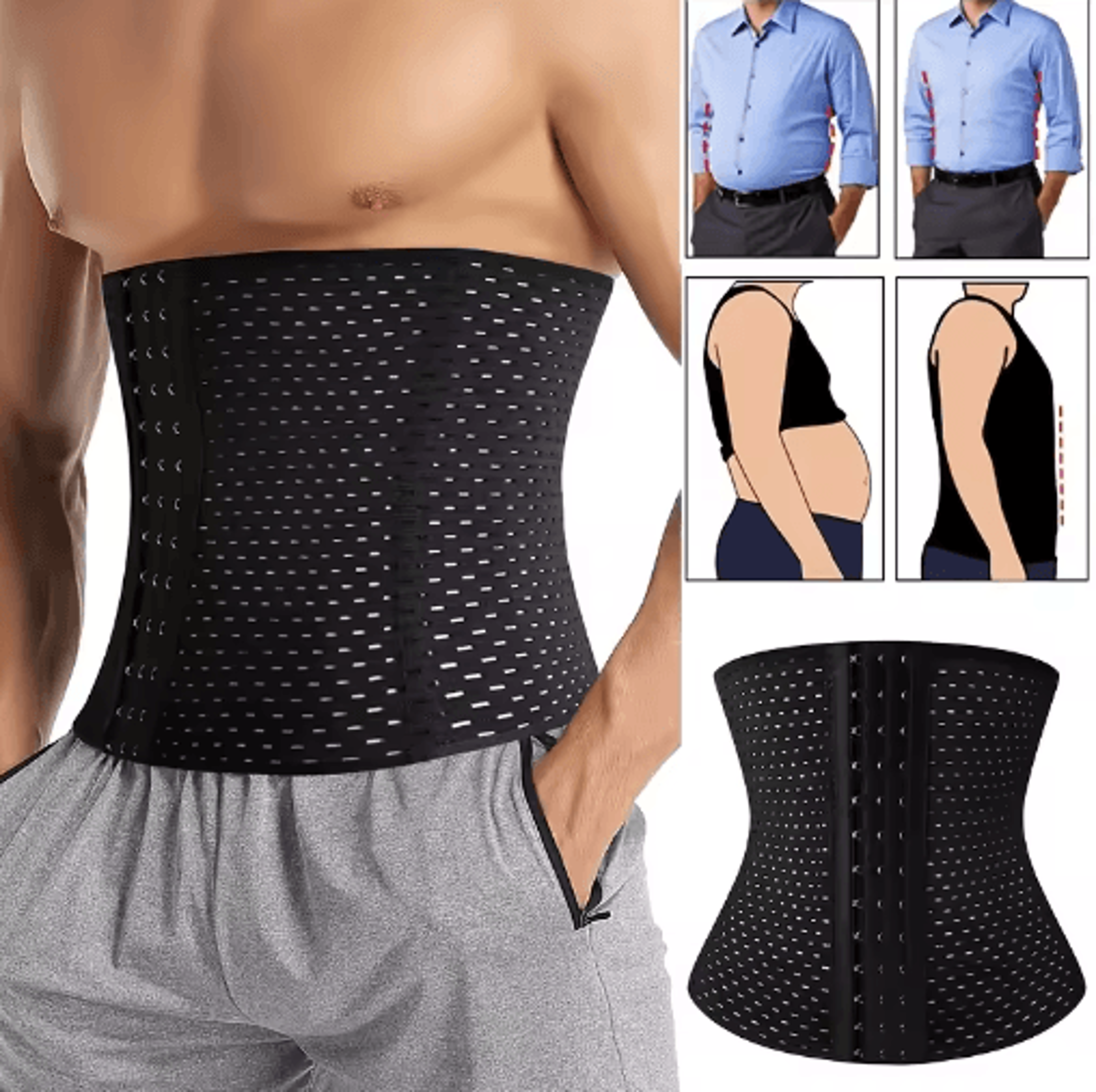 mens compression waist trainer belt – adjustable tummy control body shaper for fitness & everyday wear