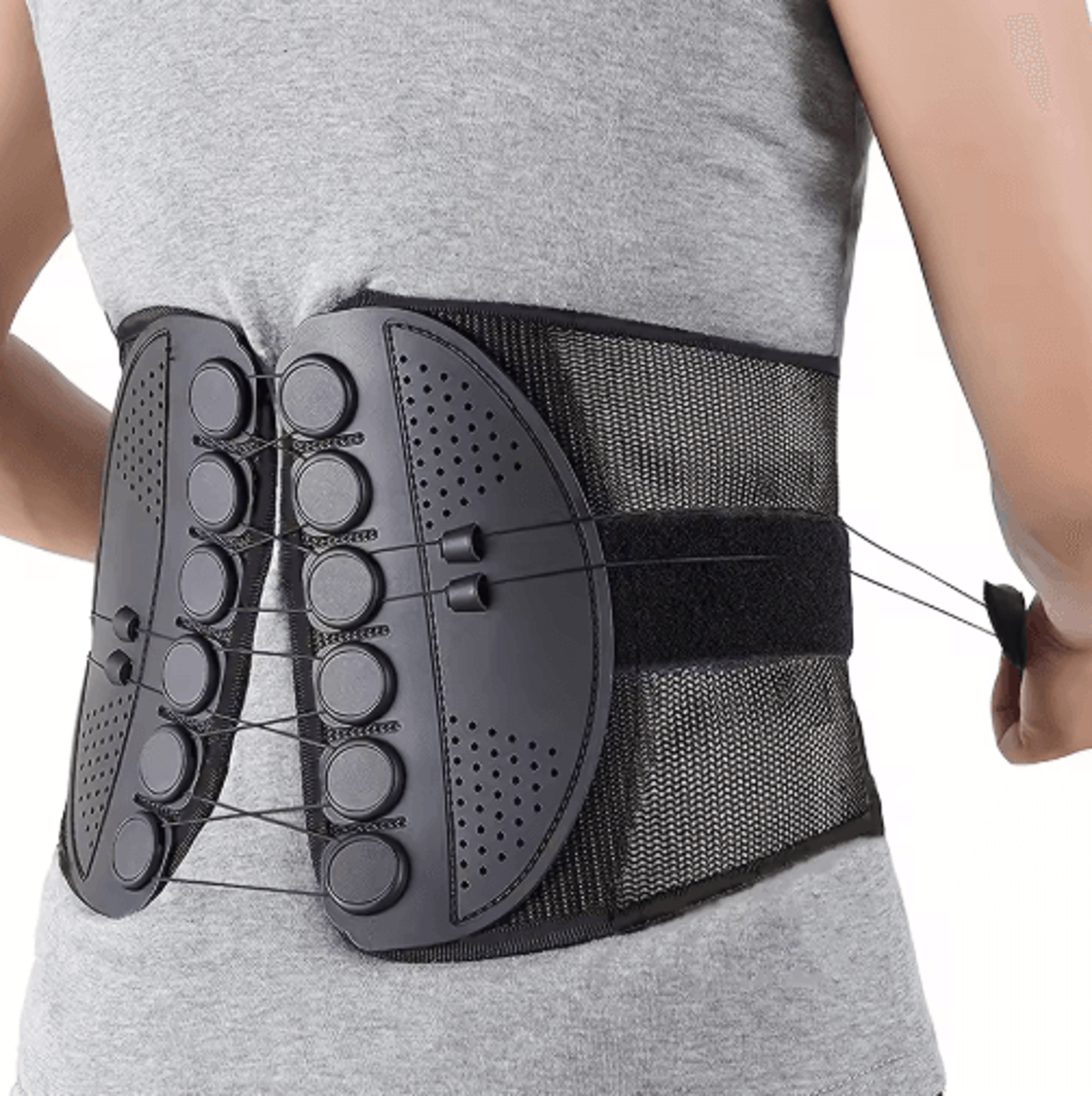 adjustable sports waist support belt – breathable mesh back brace with double drawstring