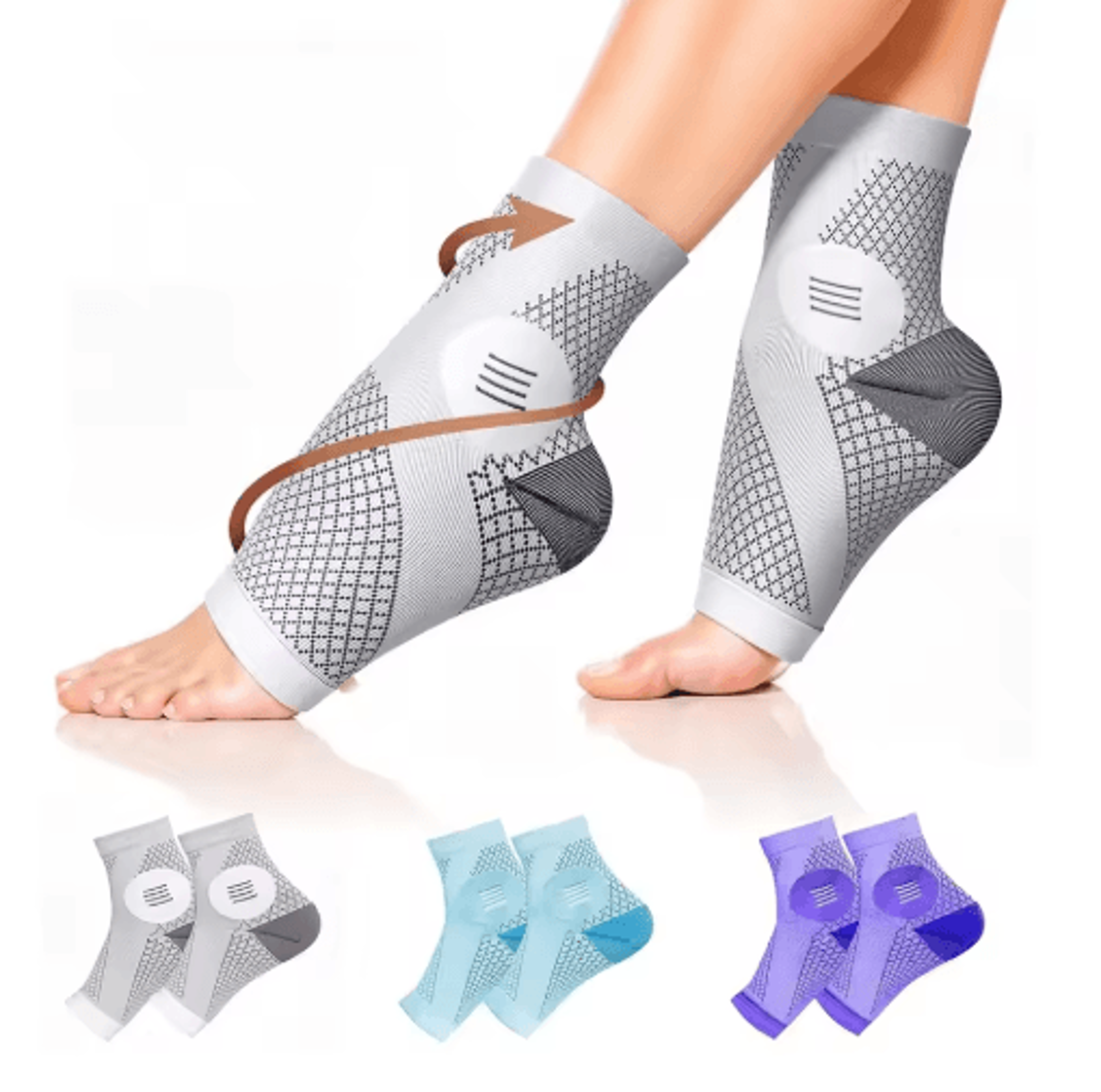 1 pair breathable compression foot sleeves – lightweight arch support socks for men & women