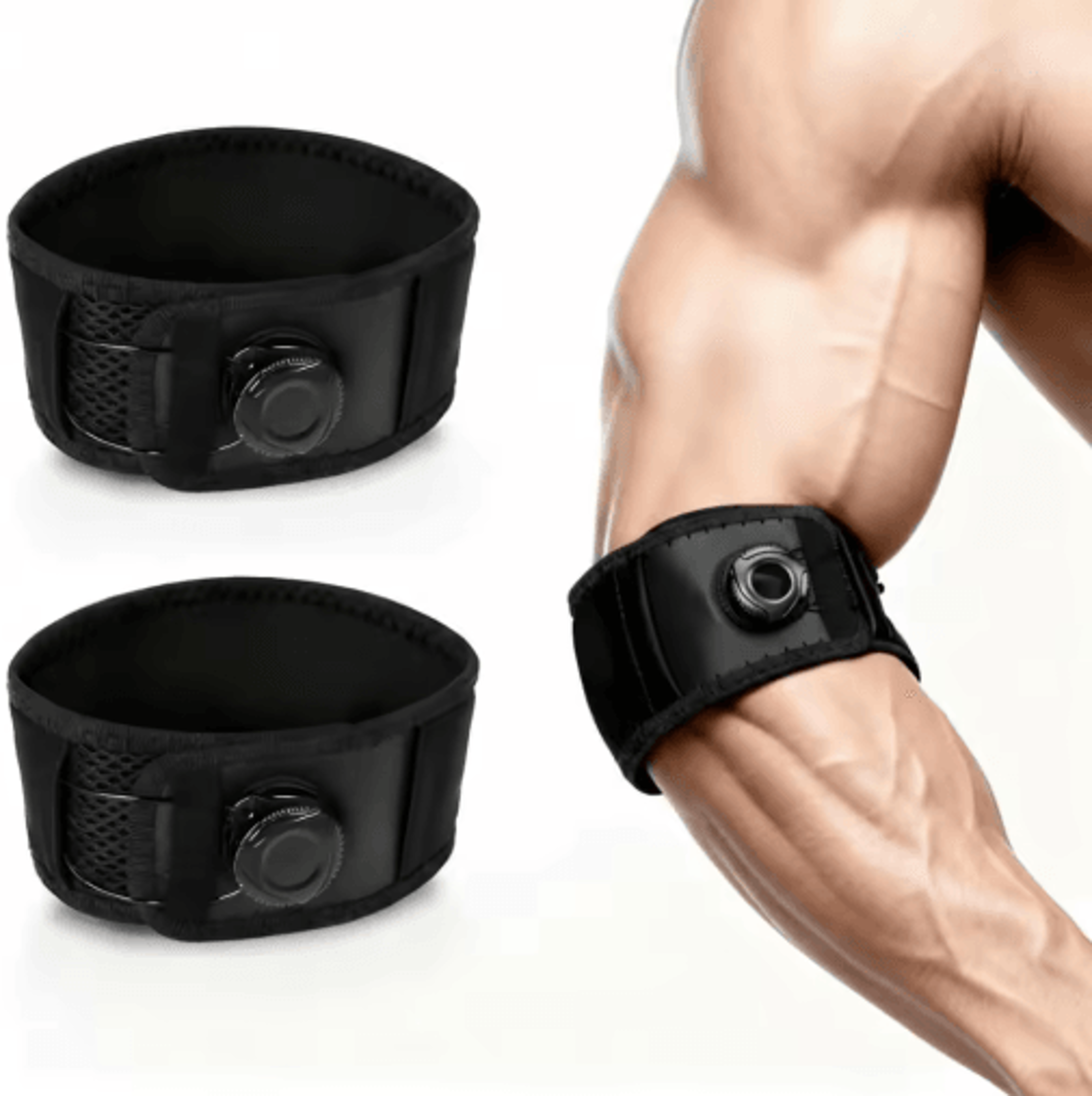 tennis elbow brace, elbow support strap, forearm brace, golf elbow strap, adjustable elbow brace