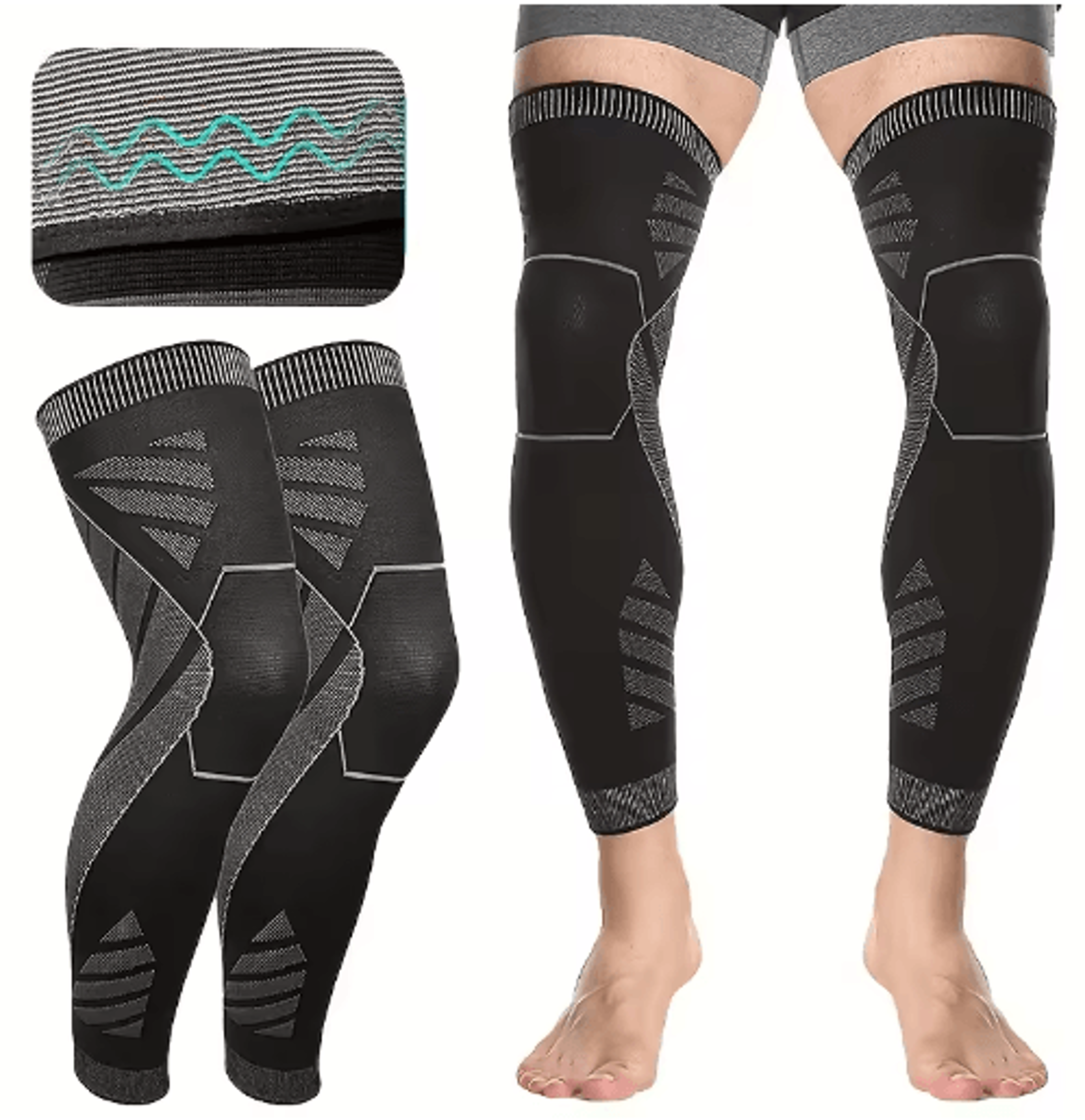 full leg compression sleeve, graduated compression sleeve, leg support sleeve, sports compression stocking, thigh calf k