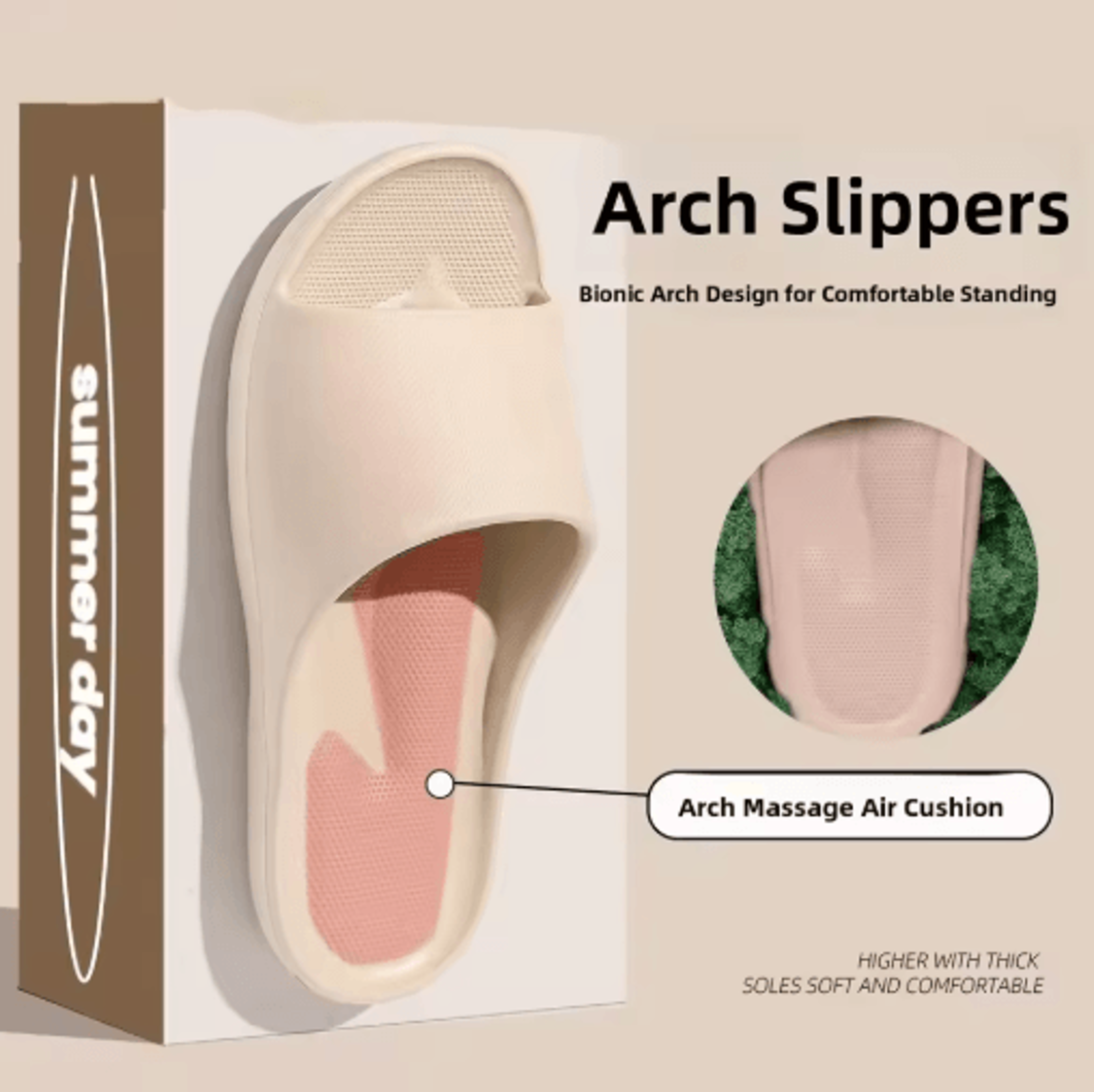 arch support slippers, women's slide sandals, comfortable summer slippers, anti-slip slippers, odor-resistant slippers