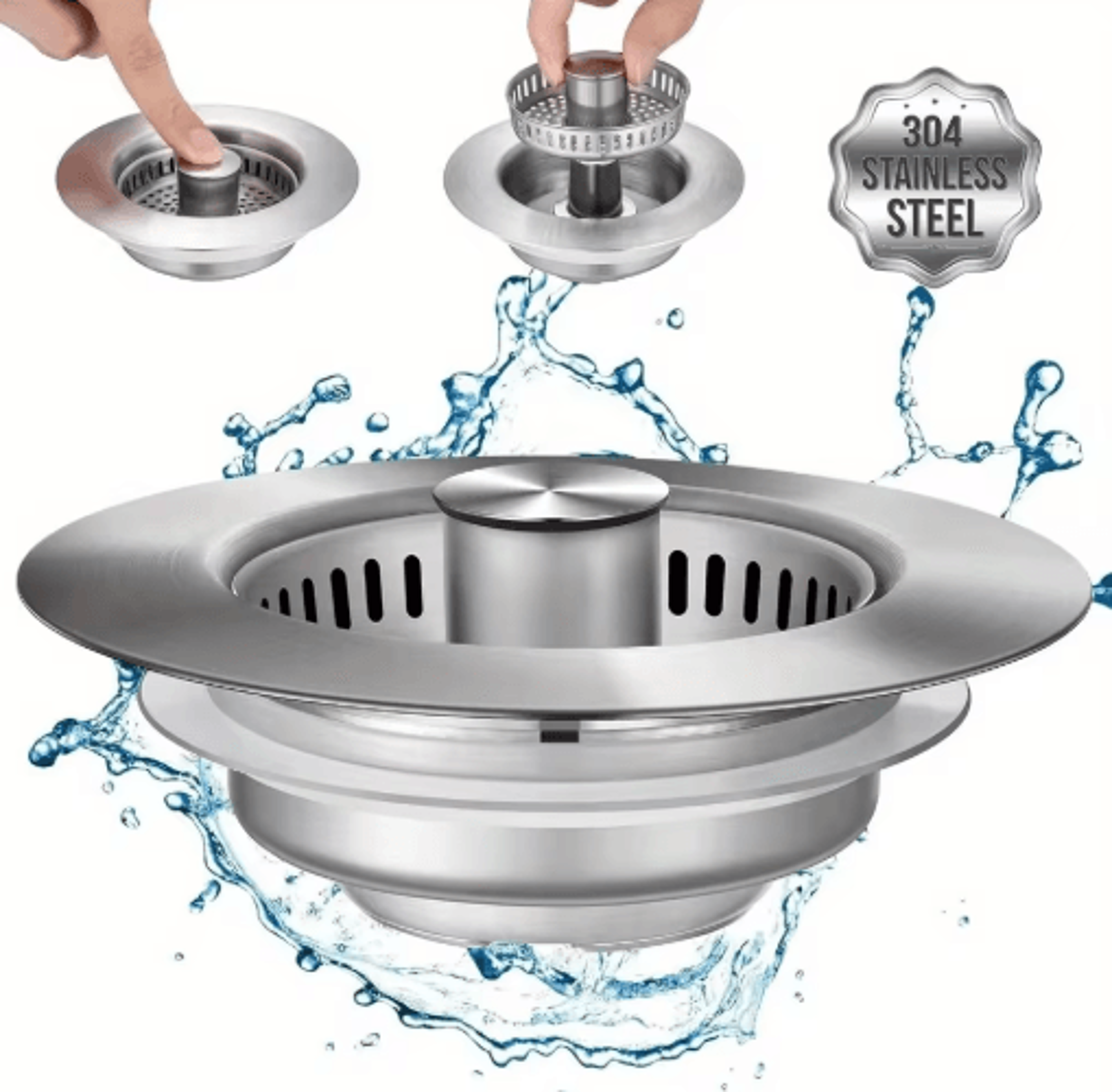 kitchen sink strainer, pop-up sink stopper, stainless steel drain strainer, anti-clog sink basket, kitchen drain filter