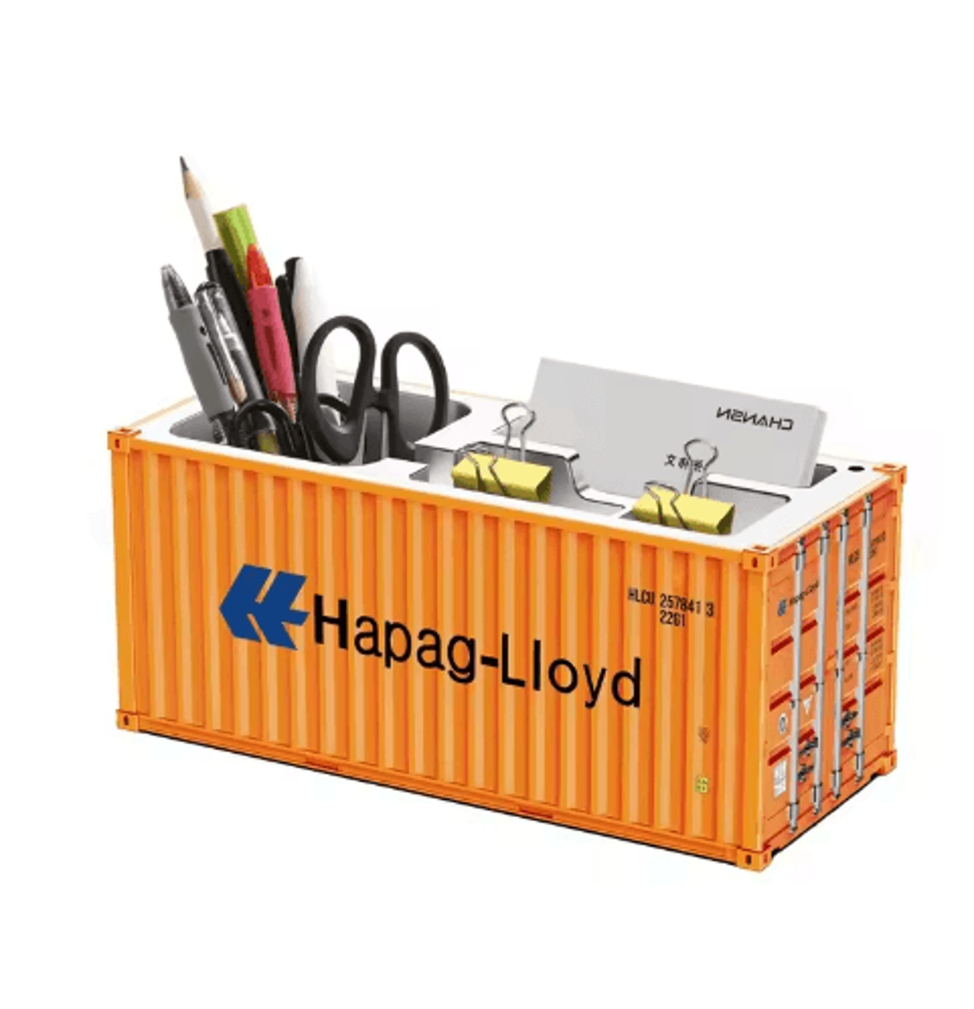 shipping container pen holder, desktop storage box, office desk organizer, miniature container model, multifunctional pe
