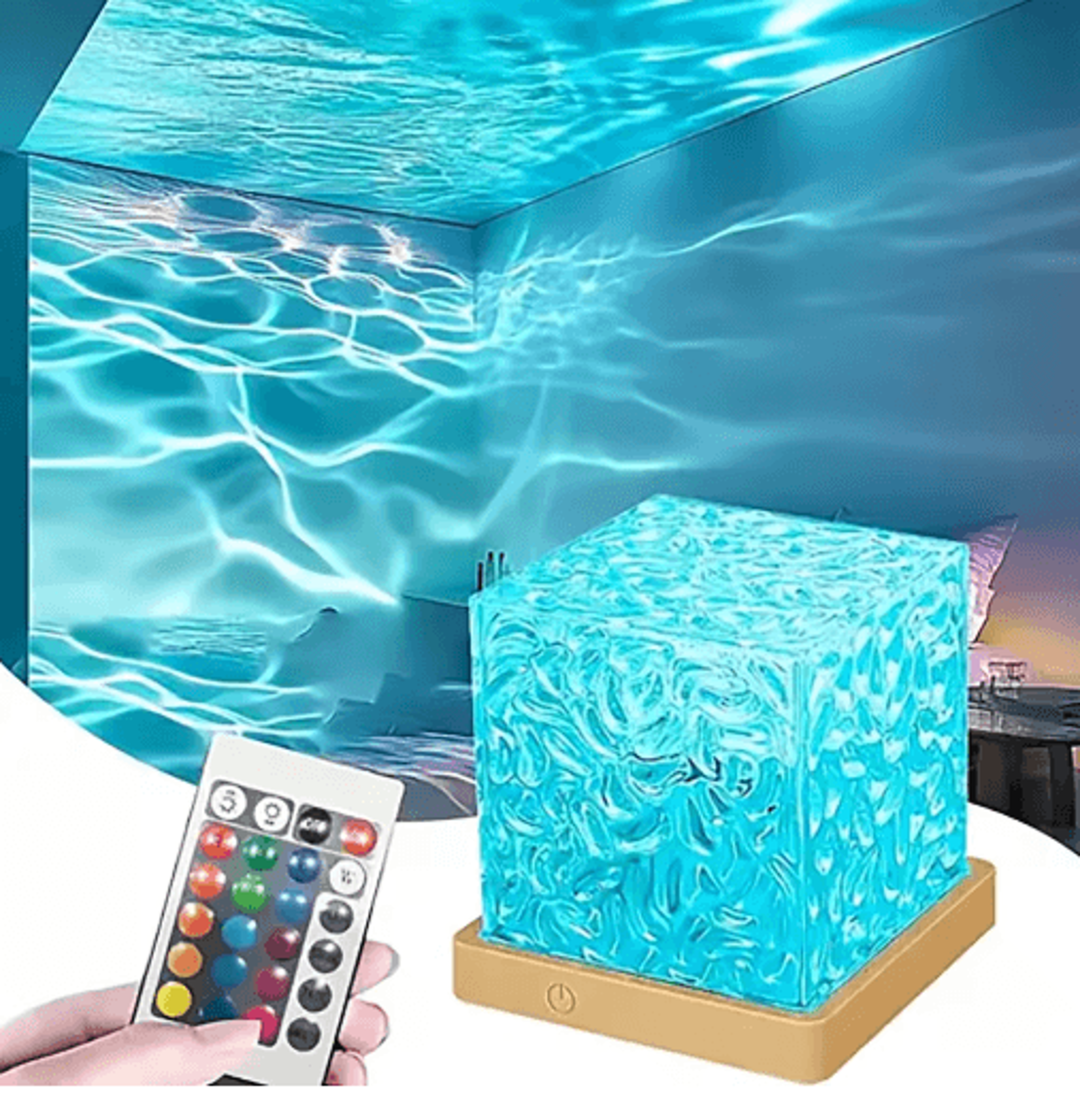 ocean wave projector, aurora projector light, rgb night light, water ripple projector, ambient lighting