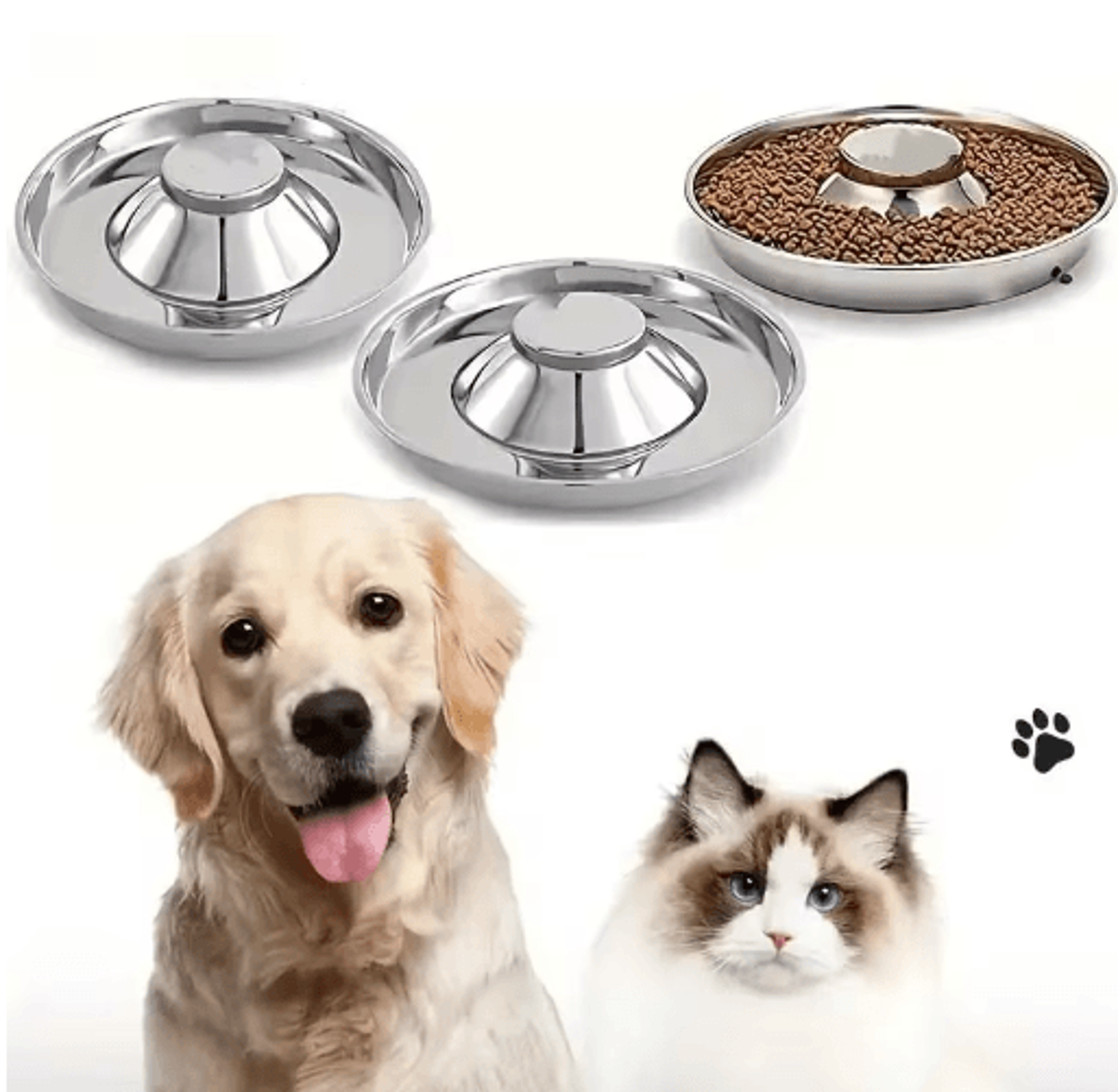 stainless steel dog bowl, slow feeder dog bowl, puppy weaning bowl, pet feeding dish, dog food bowl