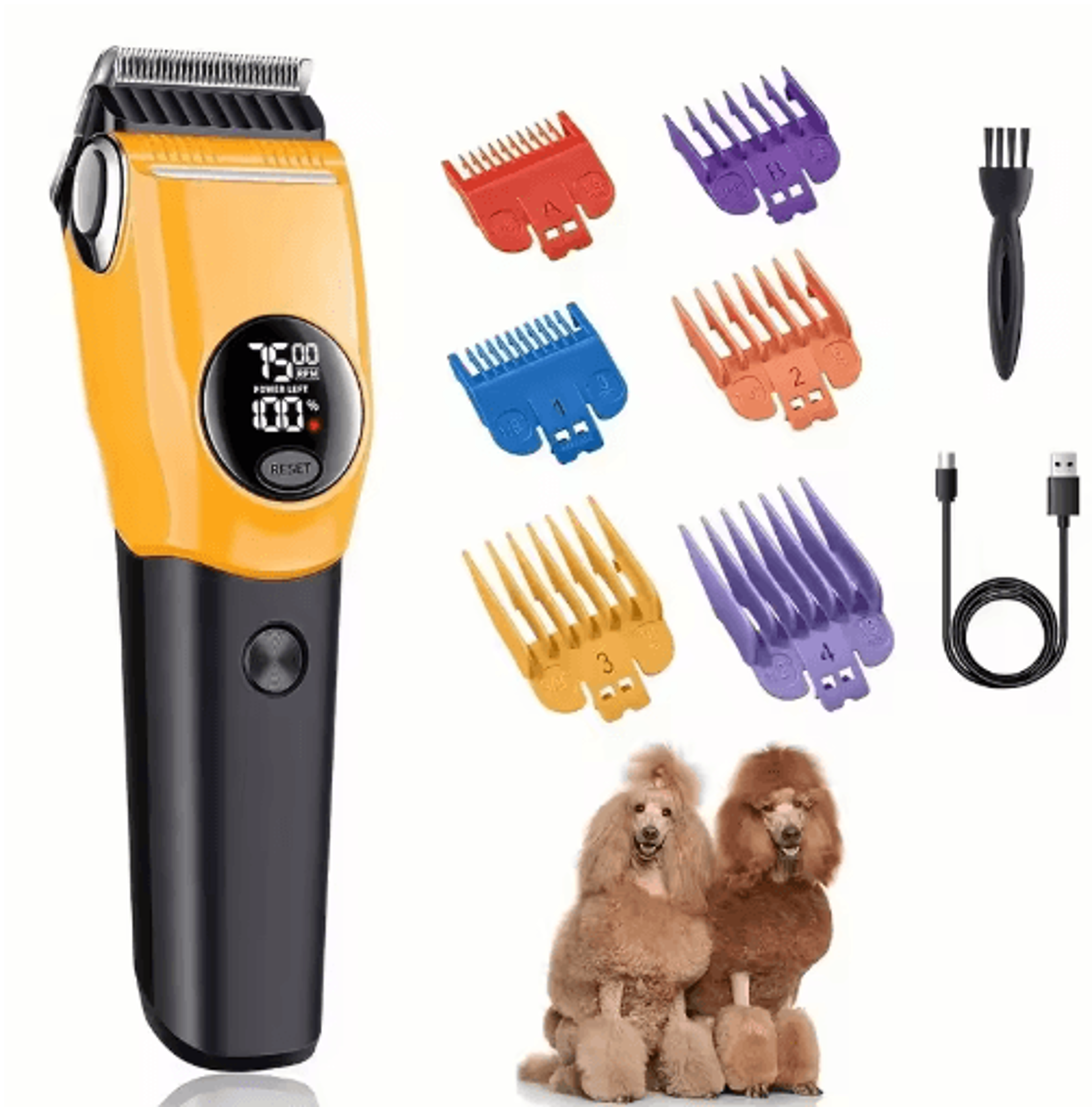 pet hair clipper, dog grooming trimmer, cat hair clipper, rechargeable pet clipper, led pet trimmer