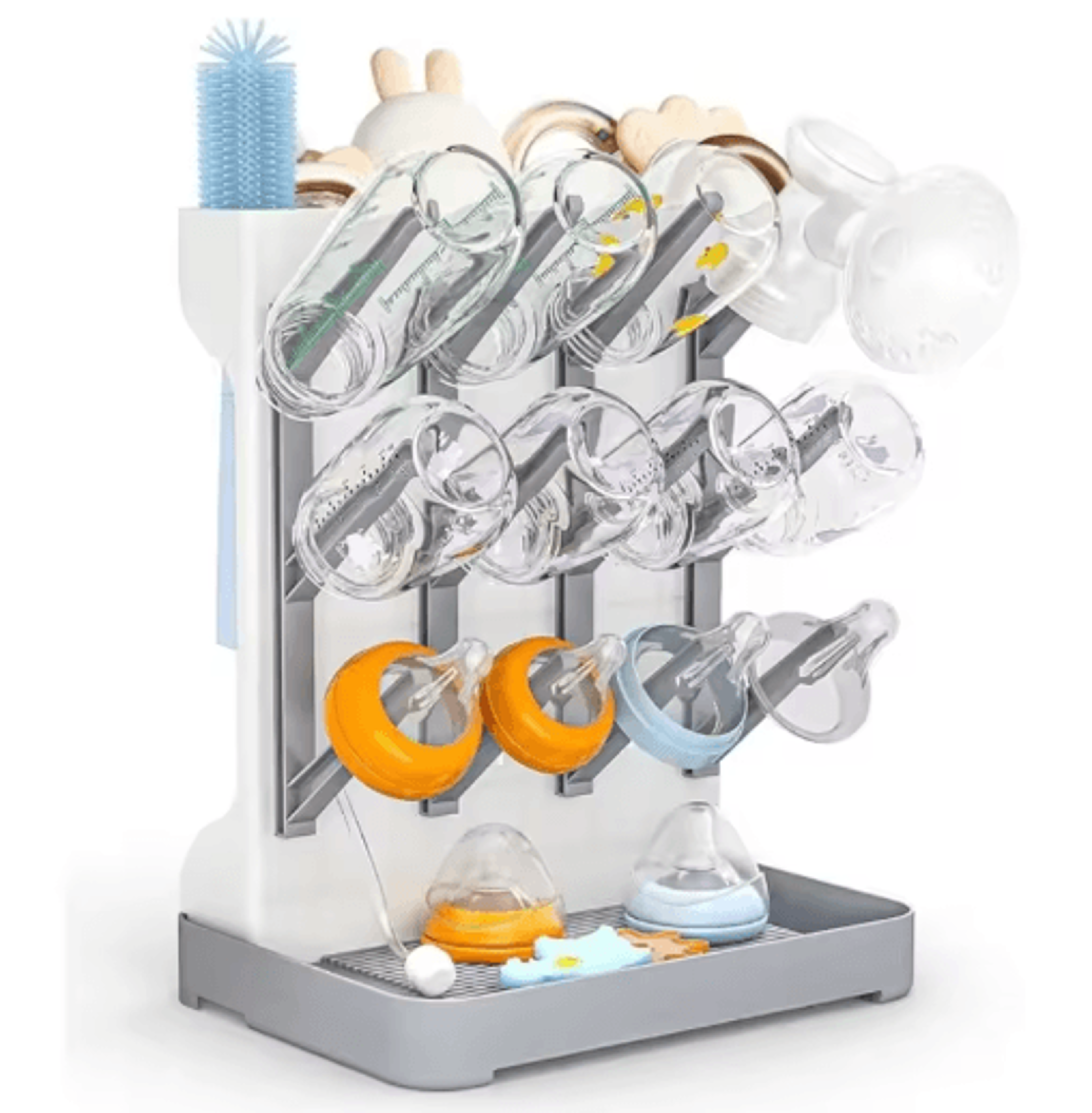 baby bottle drying rack, bottle dryer rack, baby bottle organizer, bottle drying holder, baby feeding accessories