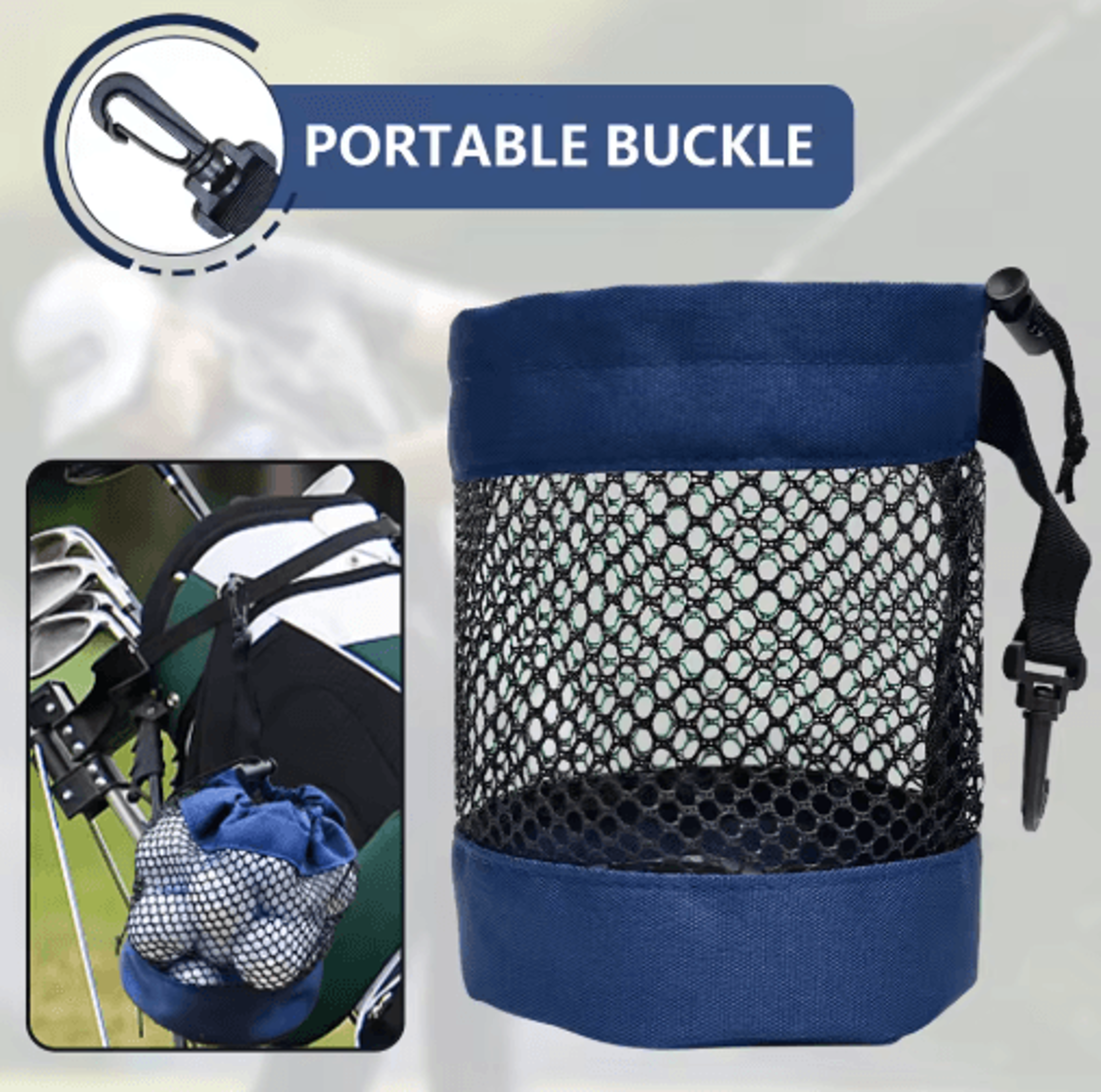 black mesh golf ball pouch – portable nylon storage bag with hanging clip