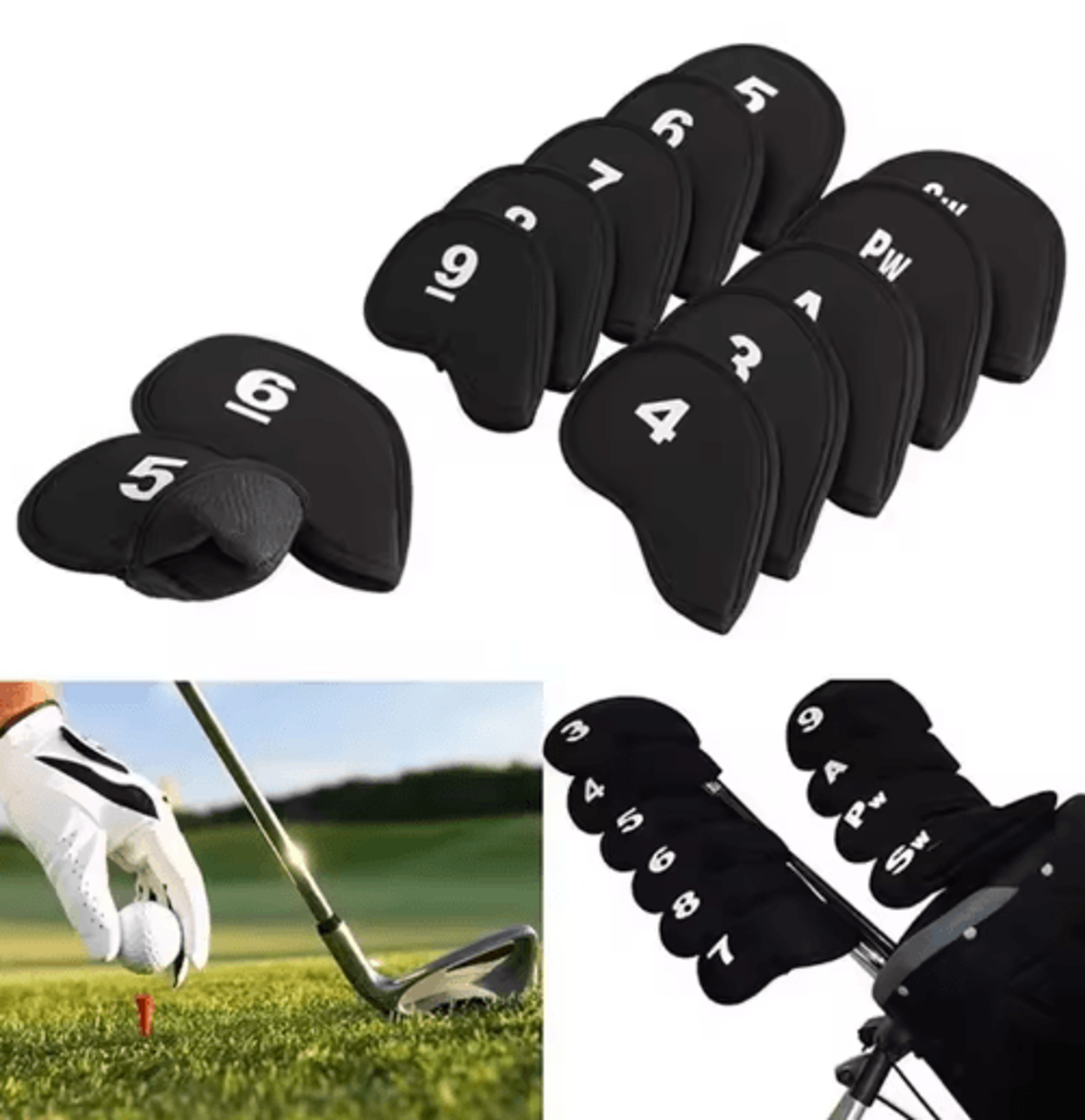 10-piece golf iron head cover set – portable protective covers for golf clubs