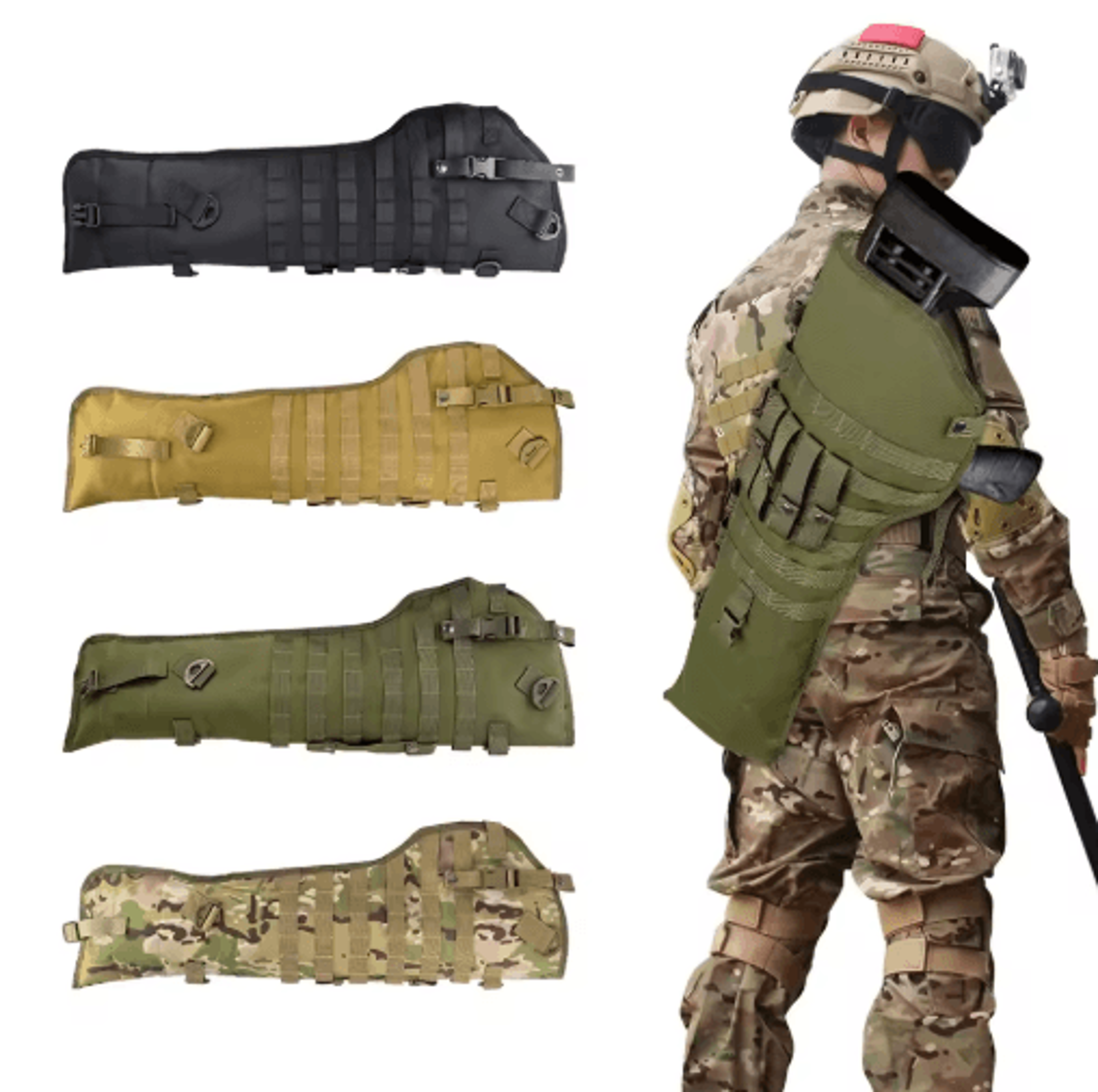 34-inch tactical molle-compatible long equipment carry scabbard