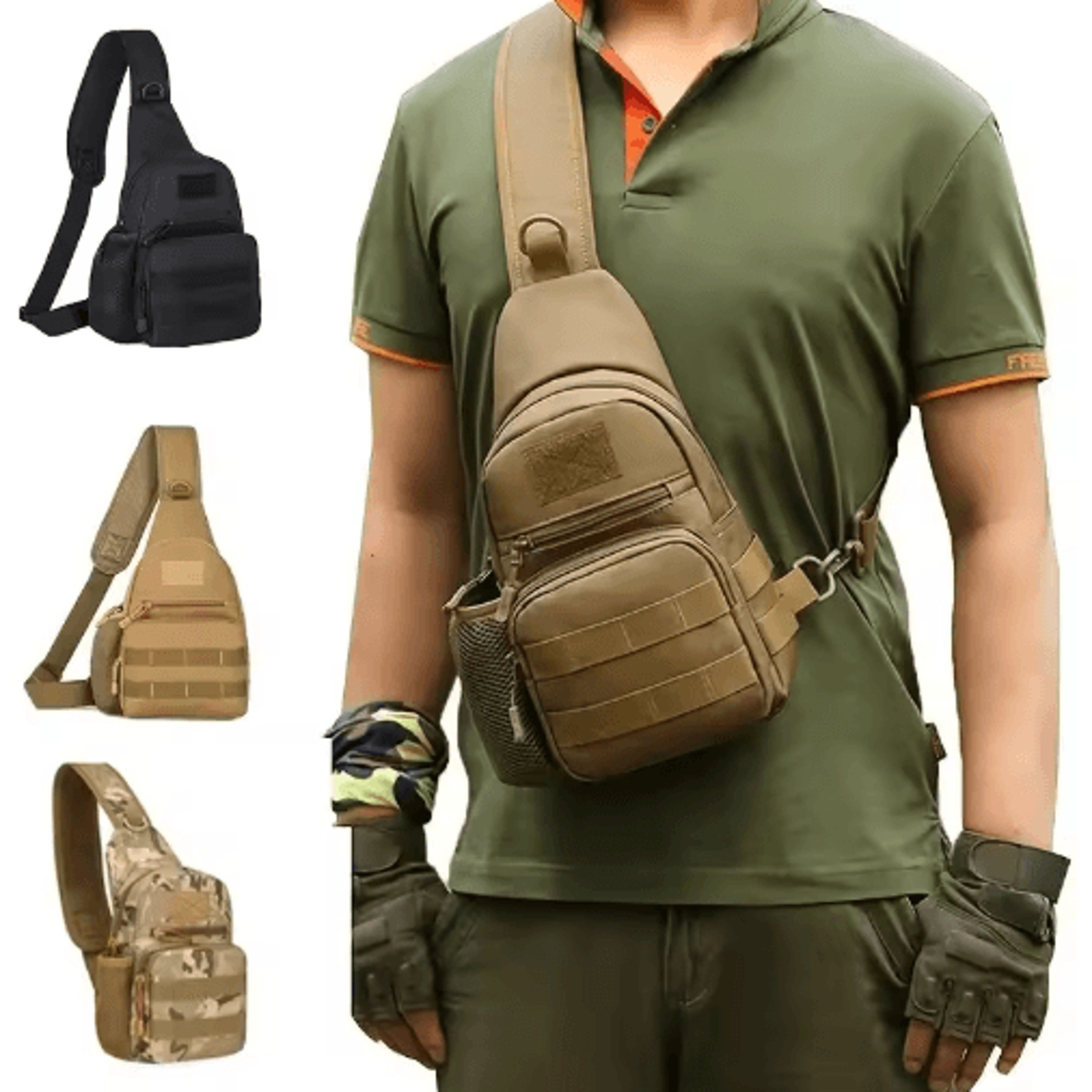 tactical molle sling bag – nylon outdoor chest pack for hiking & travel