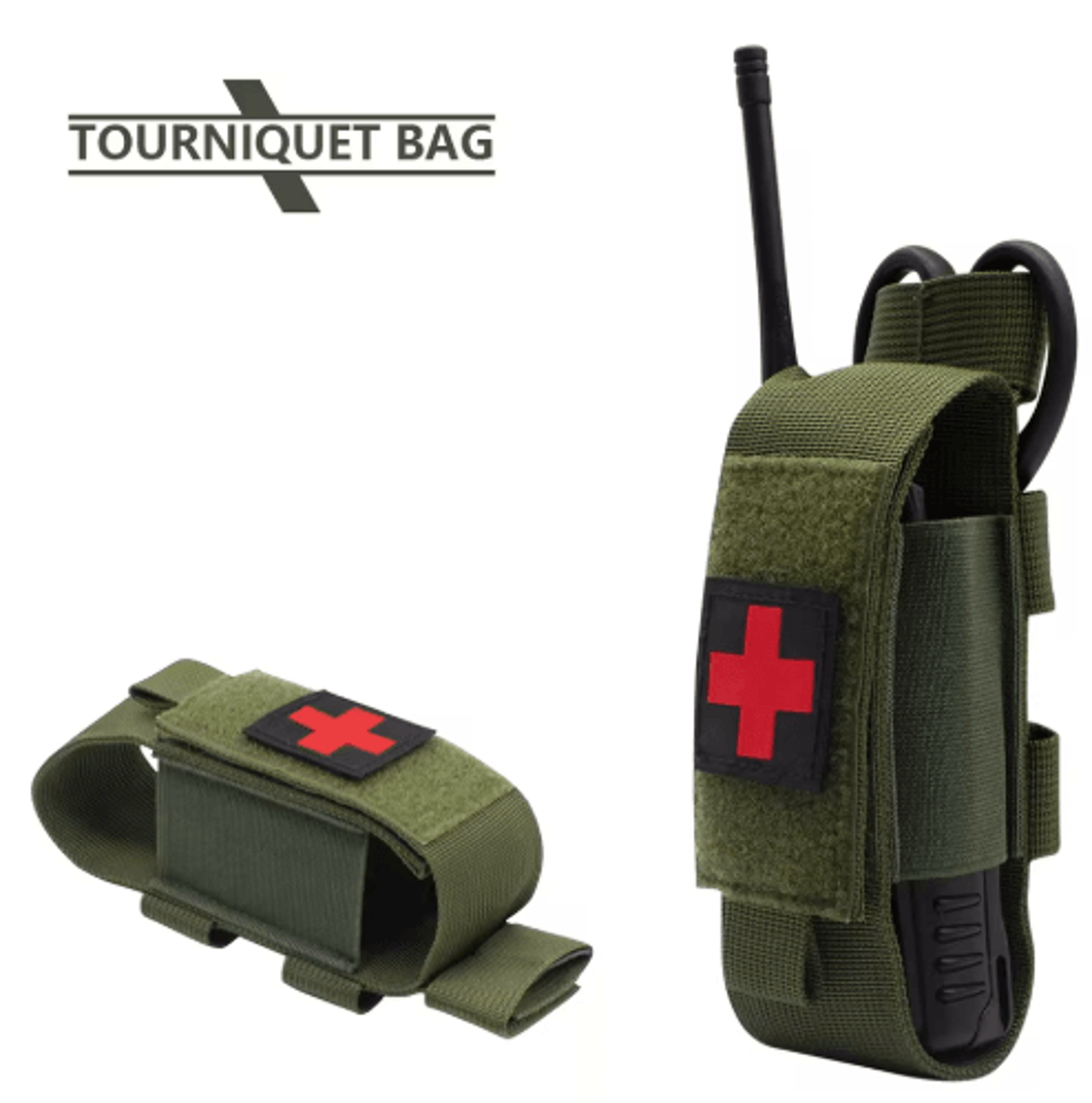 nylon molle-compatible utility pouch with multi-compartment storage