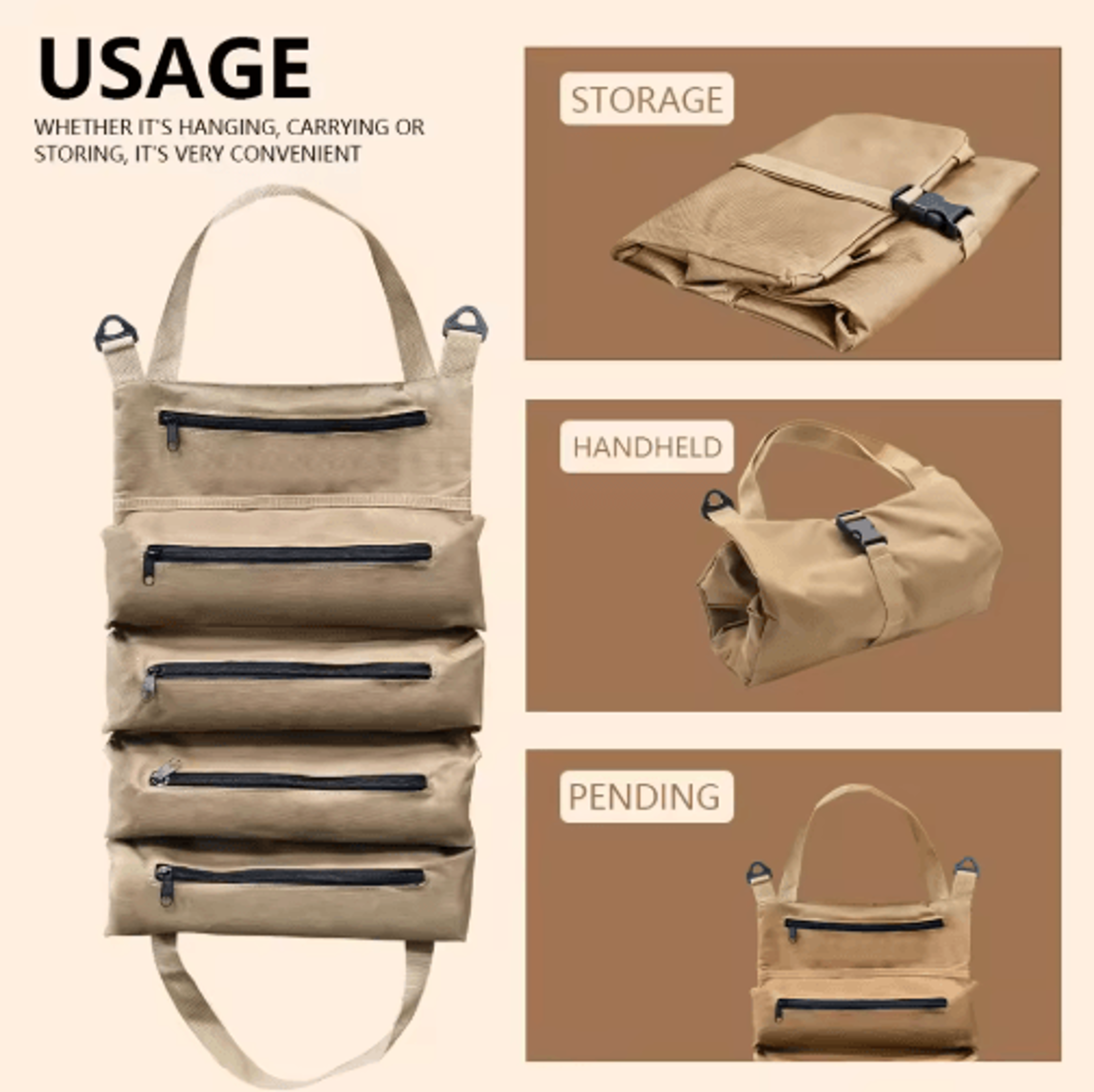 tool roll bag, tool storage bag, portable tool organizer, maintenance tool bag, canvas tool roll