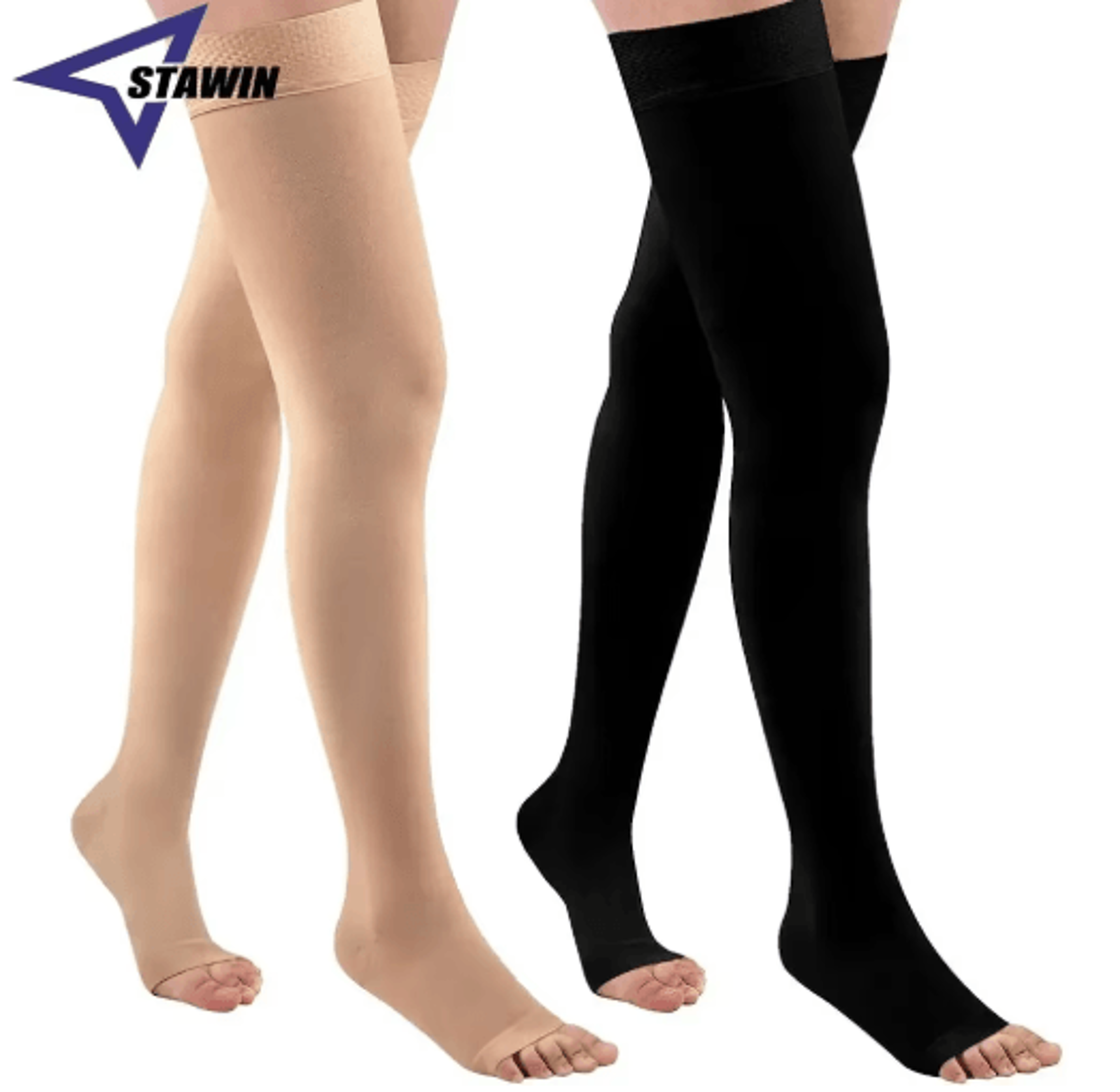thigh-high toeless compression socks (20–32 mmhg) – silicone grip stockings for men & women