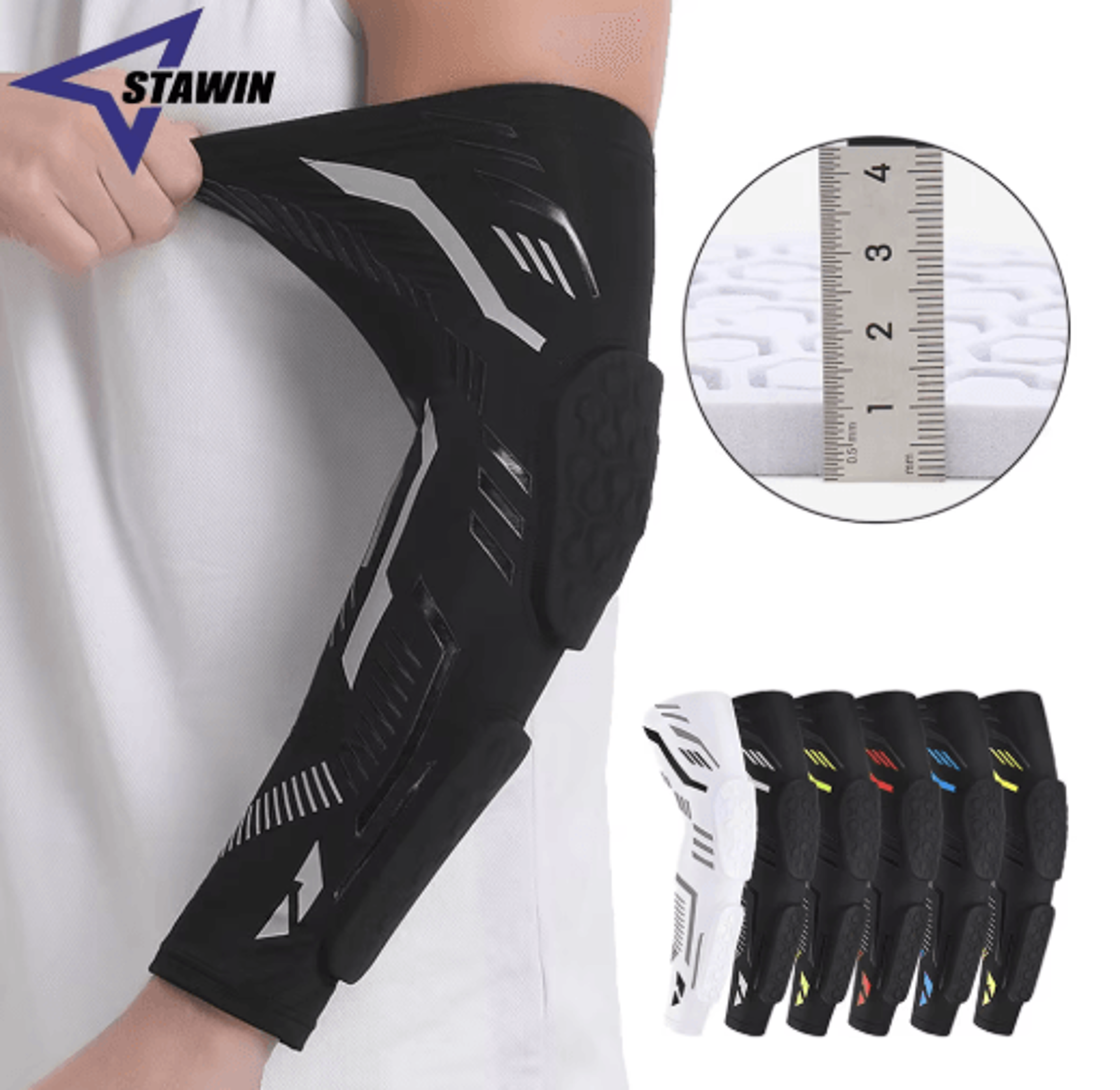 padded sports arm sleeve with elbow protection – compression arm guard for basketball, football & training
