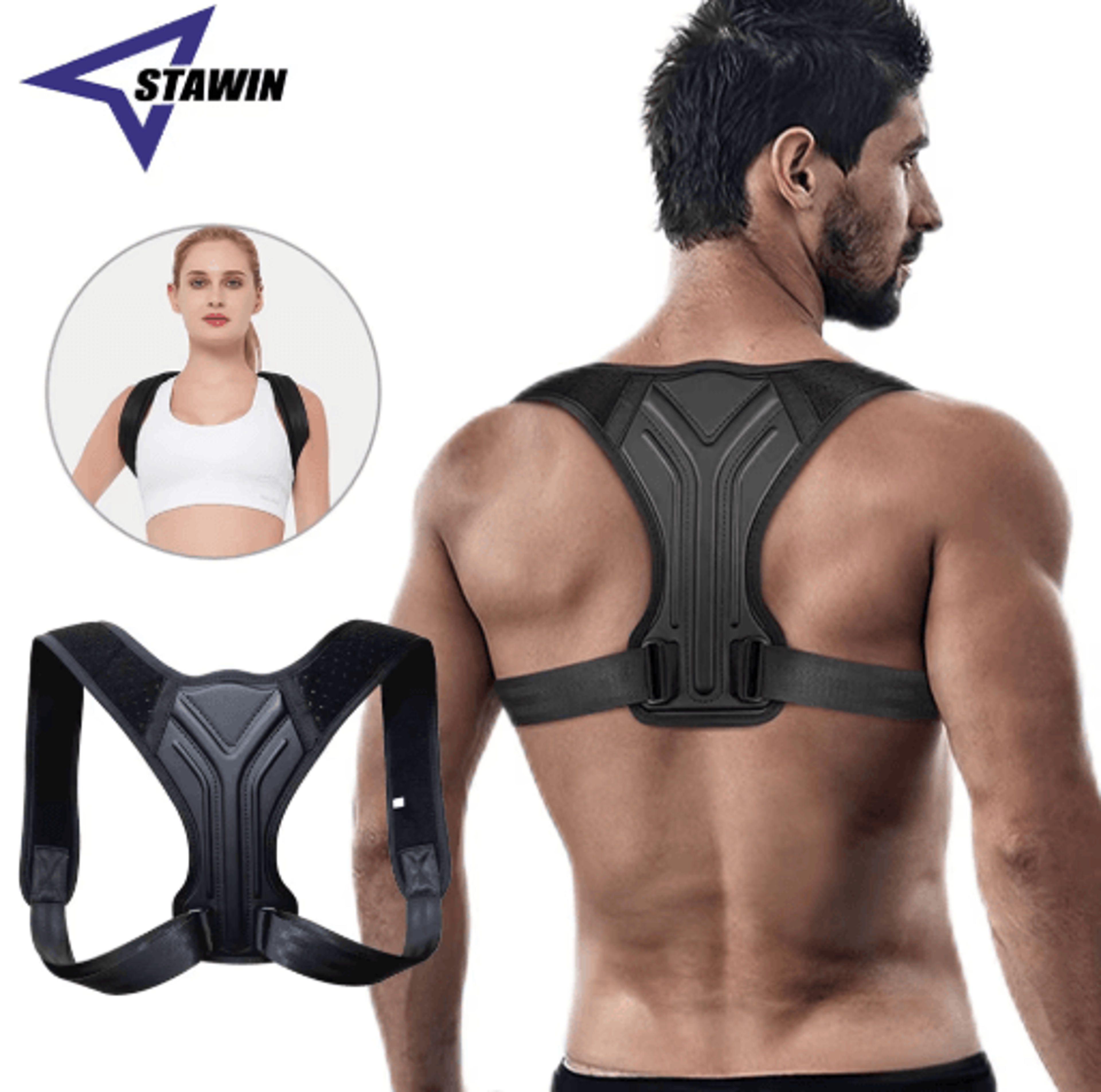 adjustable upper back posture support belt – clavicle and shoulder brace for home, office & sports