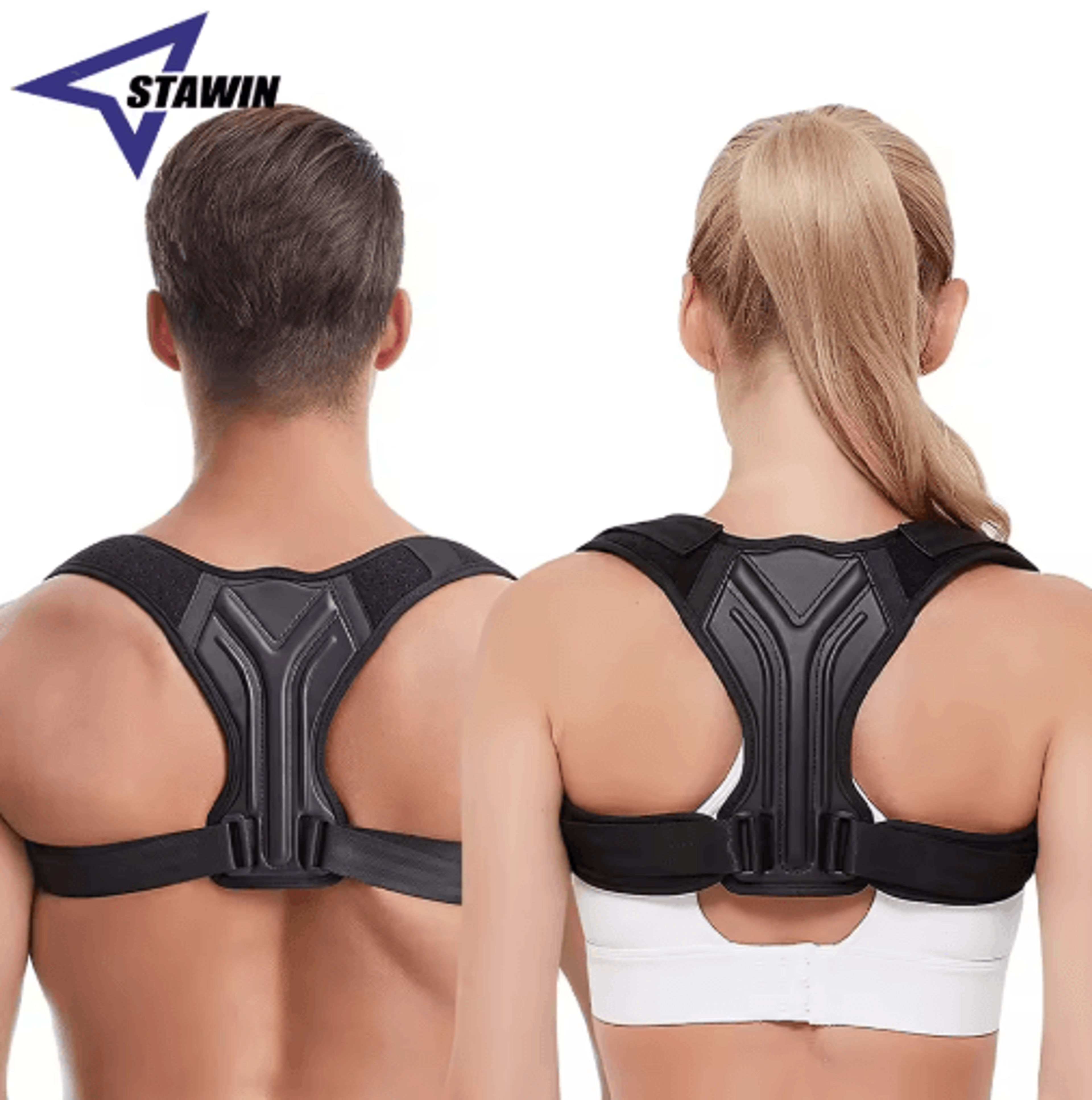adjustable posture support brace – upper back support belt for men, women, seniors & teens