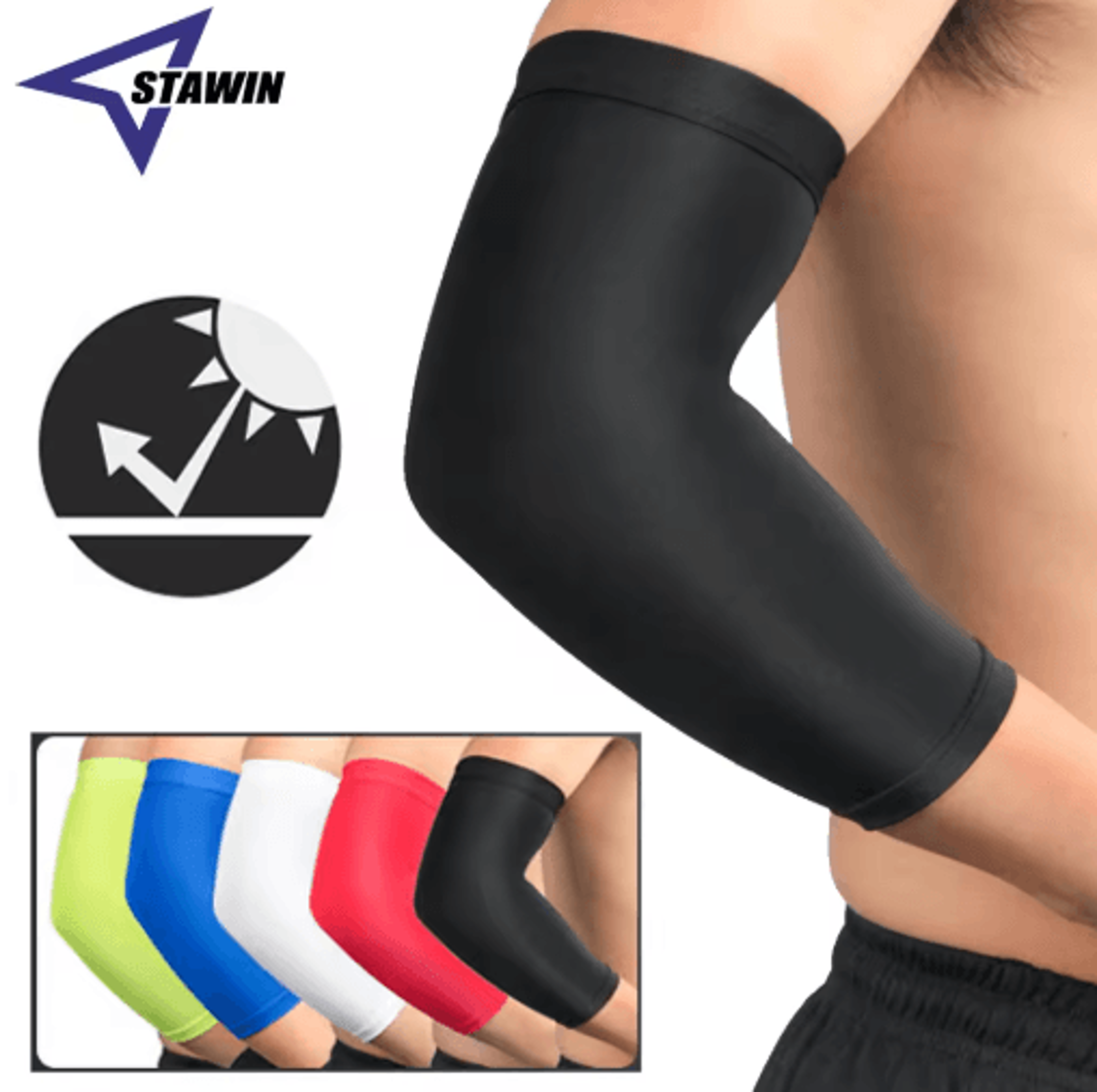 breathable compression arm sleeve with elbow pad – uv protection sports arm guard for running, basketball & fitness