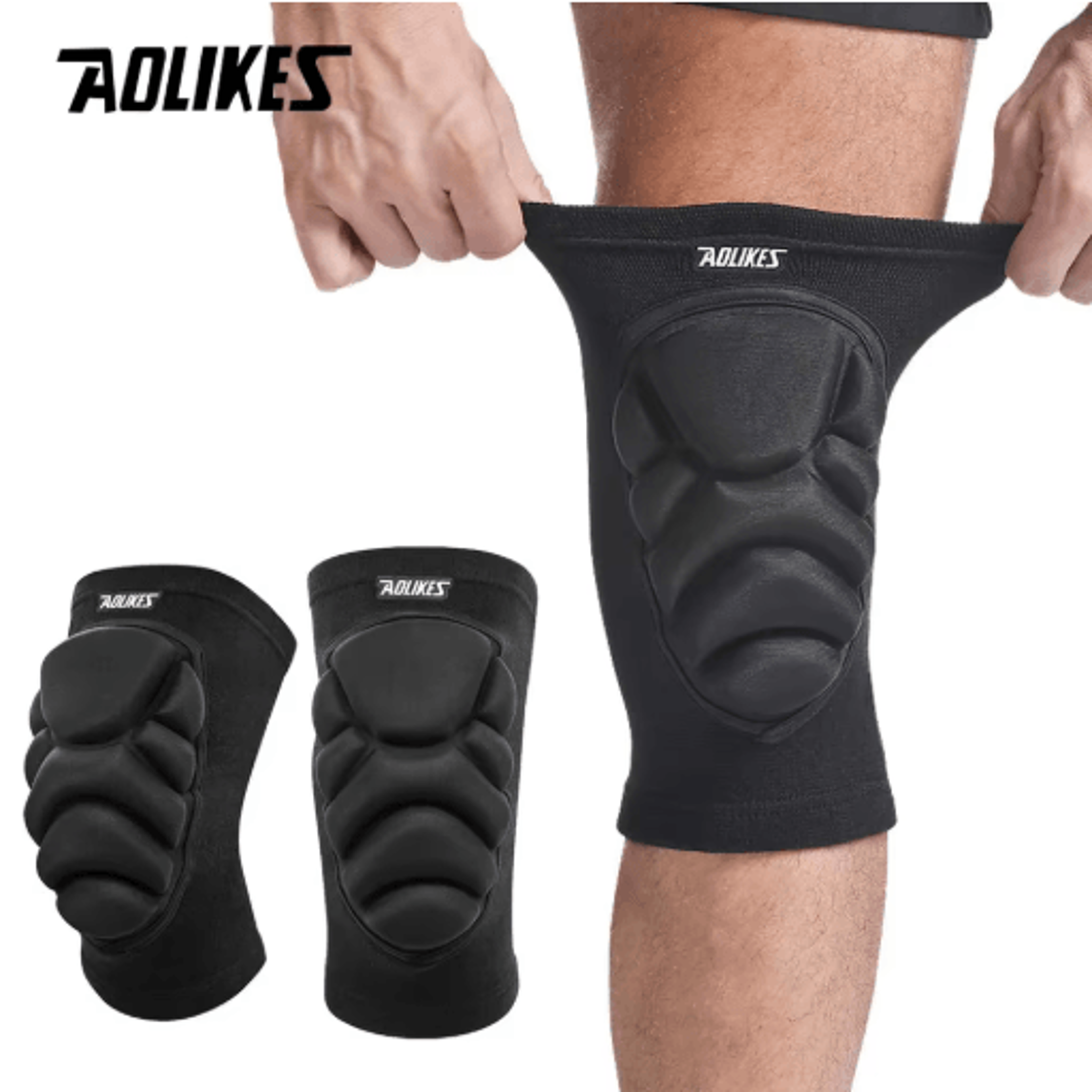 aolikes thick sponge knee & elbow pads – shock-absorbing protective sleeves for sports & work (1 pair)