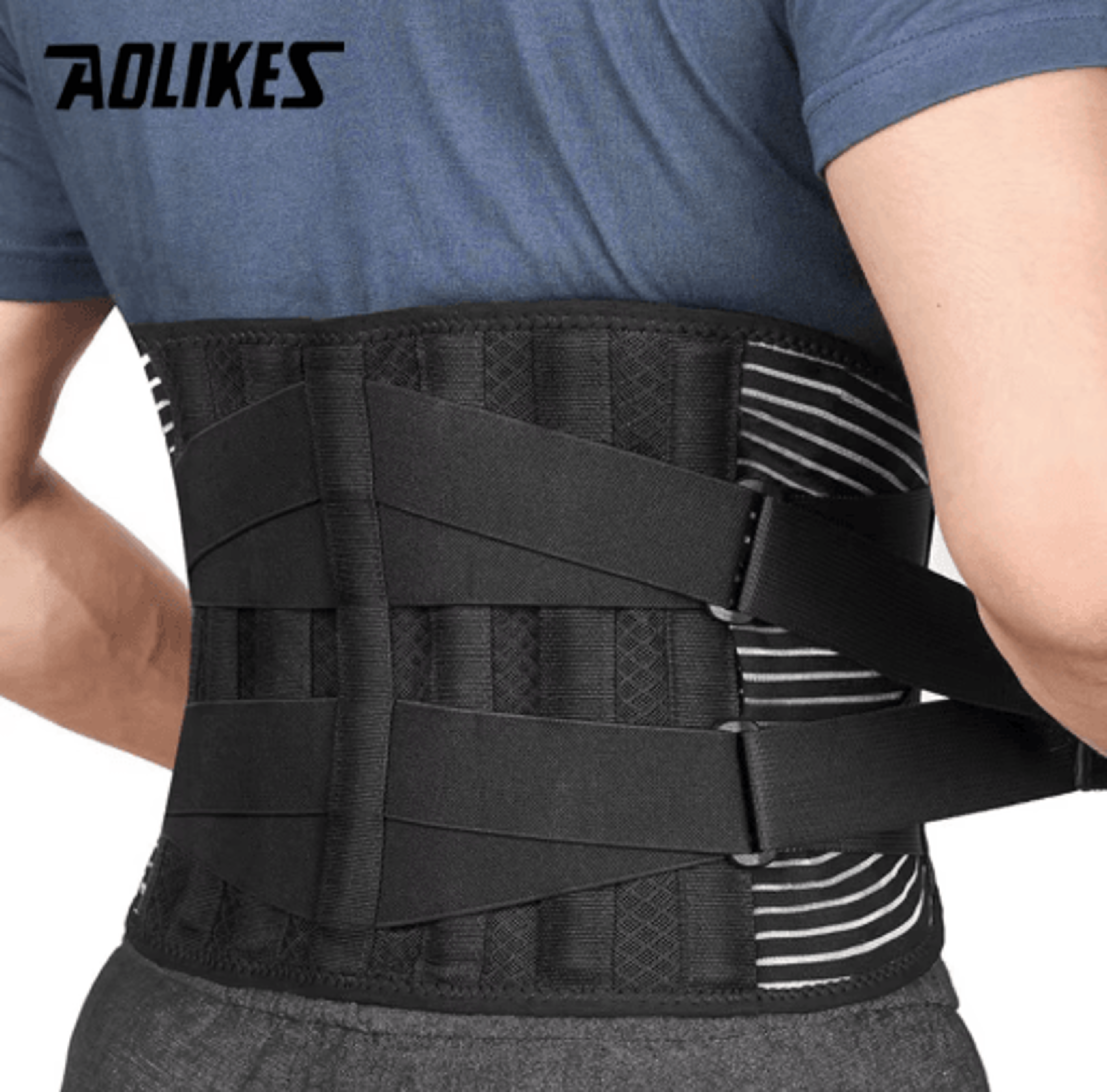 aolikes lower back support belt with 6 support stays – breathable lumbar waist brace for work, fitness & everyday wear