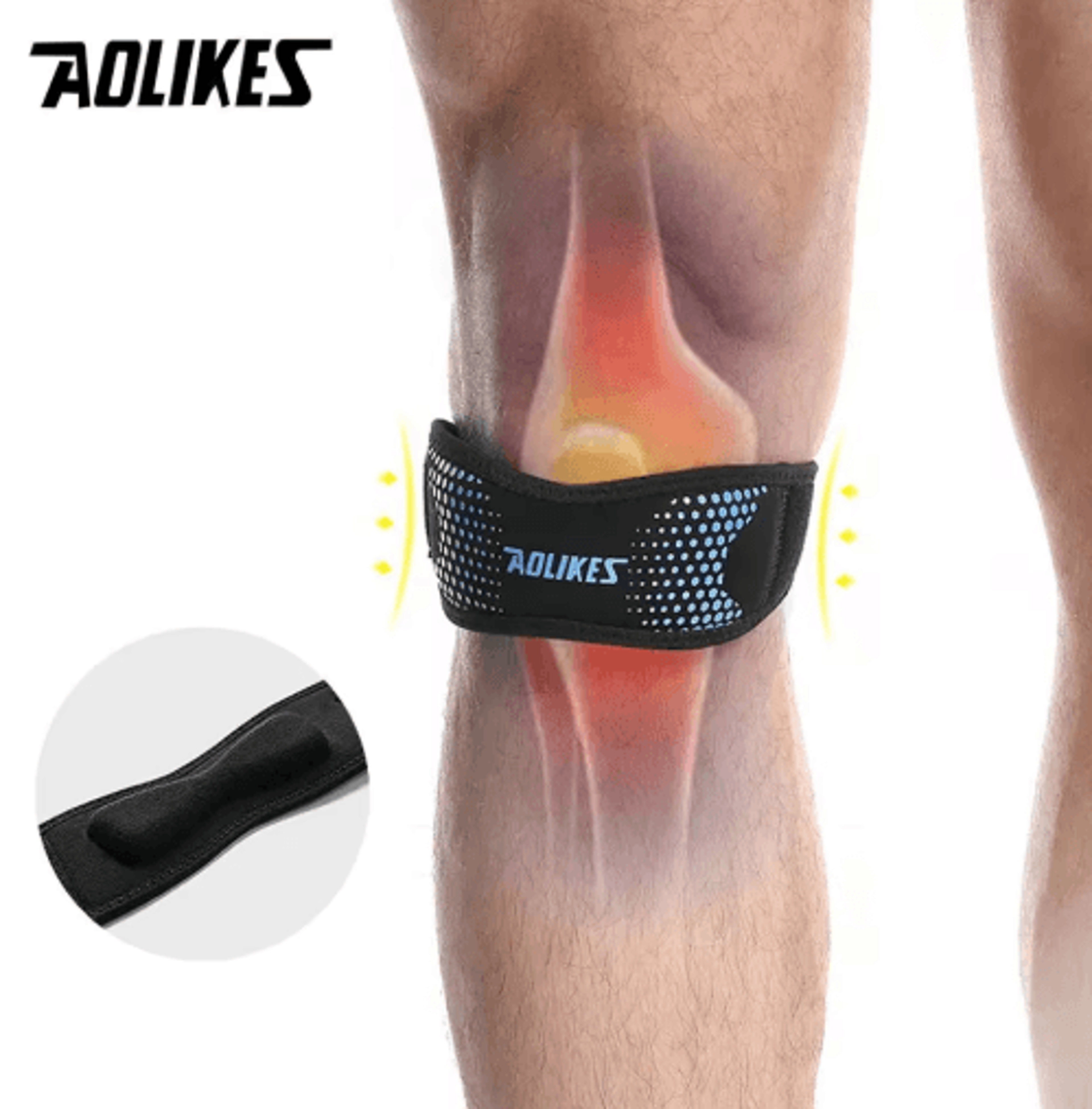 aolikes adjustable patella tendon knee strap – lightweight knee support for running, hiking & sports